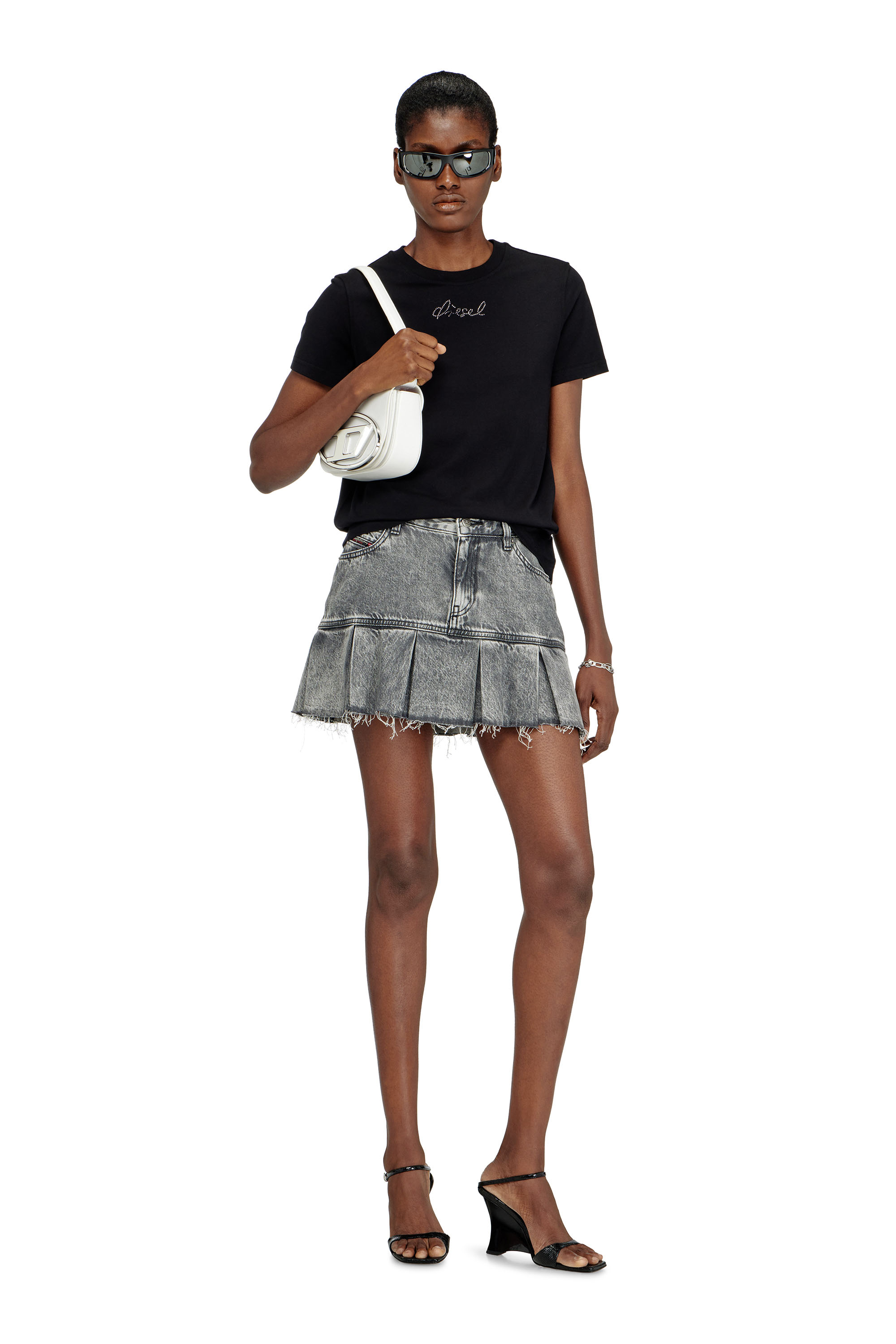 Diesel - 1DR, Woman's 1DR-Iconic shoulder bag in nappa leather in White - 2