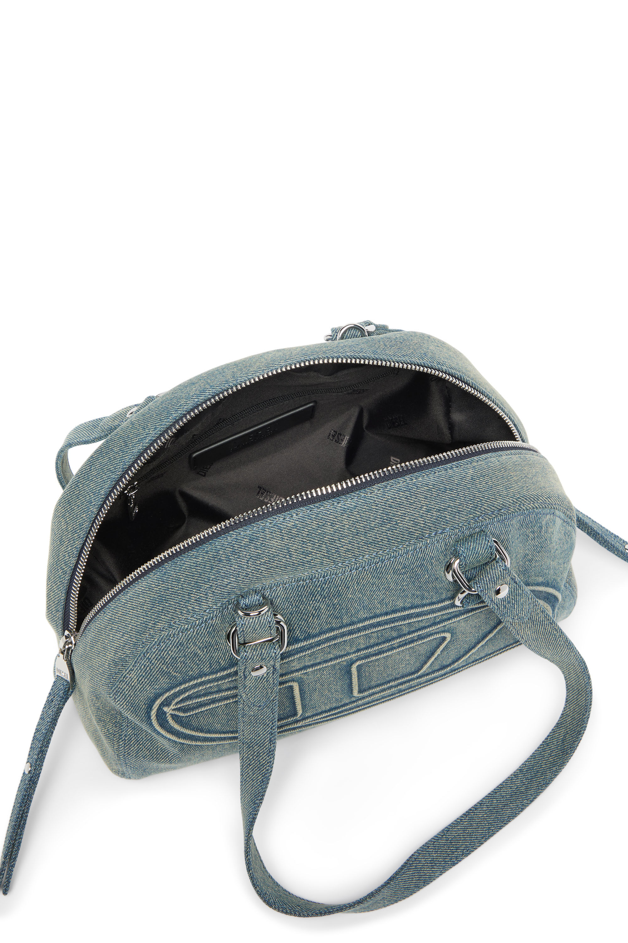 Diesel - 1DR DOME SOFT SHOULDER, 1DR Dome-Borsa a spalla in denim con logo Oval D Unisex in Blu - 4
