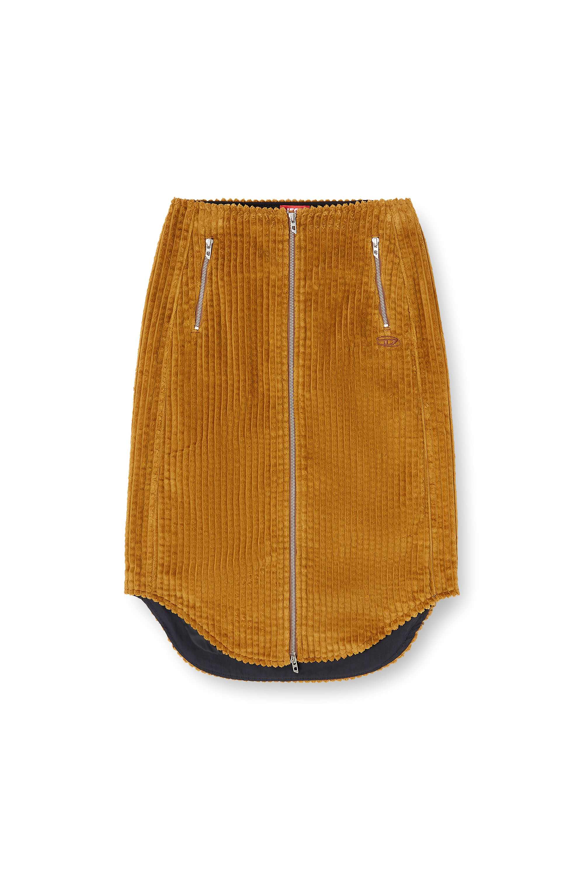 Diesel - O-LLIPOP, Gonna midi in cotone con zip Donna in Marrone - 3
