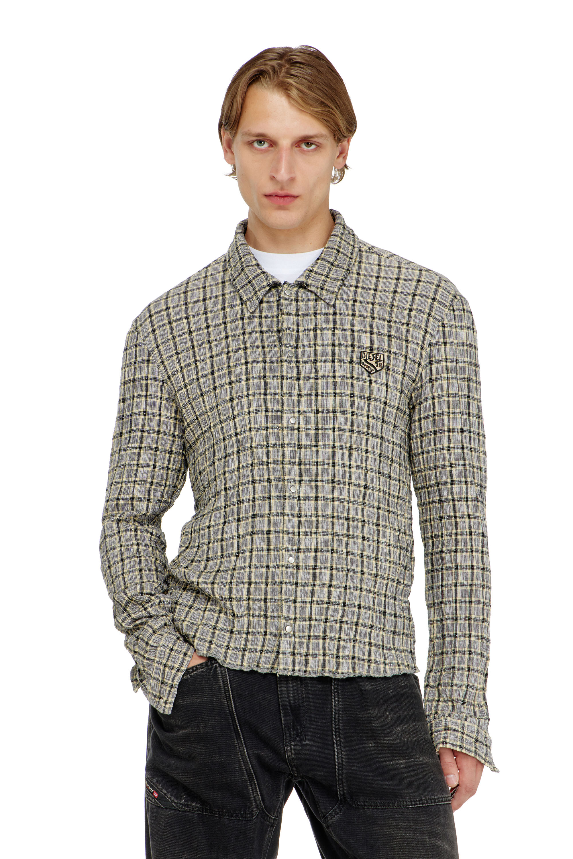 Diesel - S-SEERK, Camicia a quadri effetto seersucker Uomo in ToBeDefined - 1