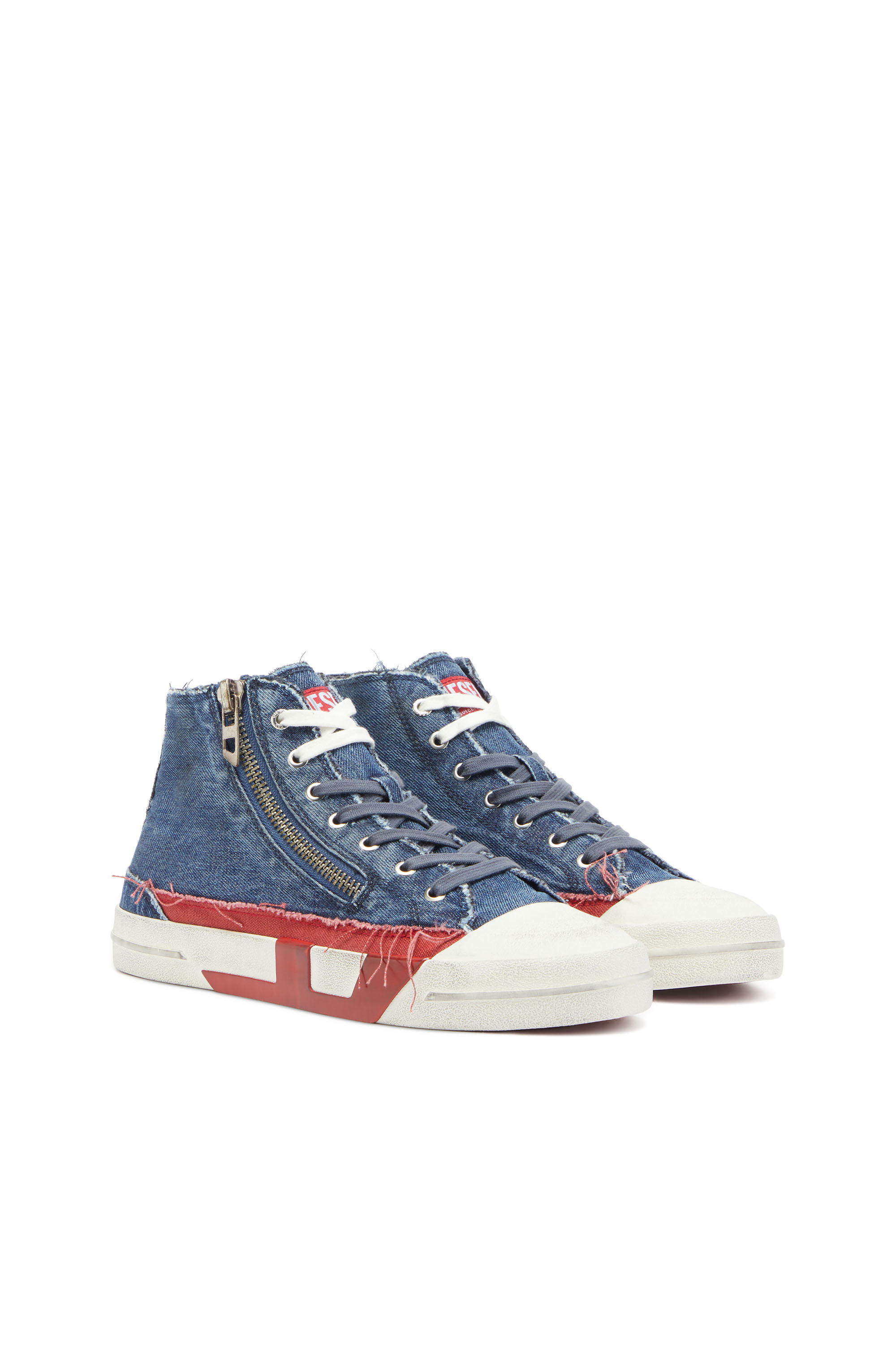 Diesel - S-D-VERSE ZIP MID II, S-D-Verse - Baskets en denim avec logo D Homme in Bleu - 2