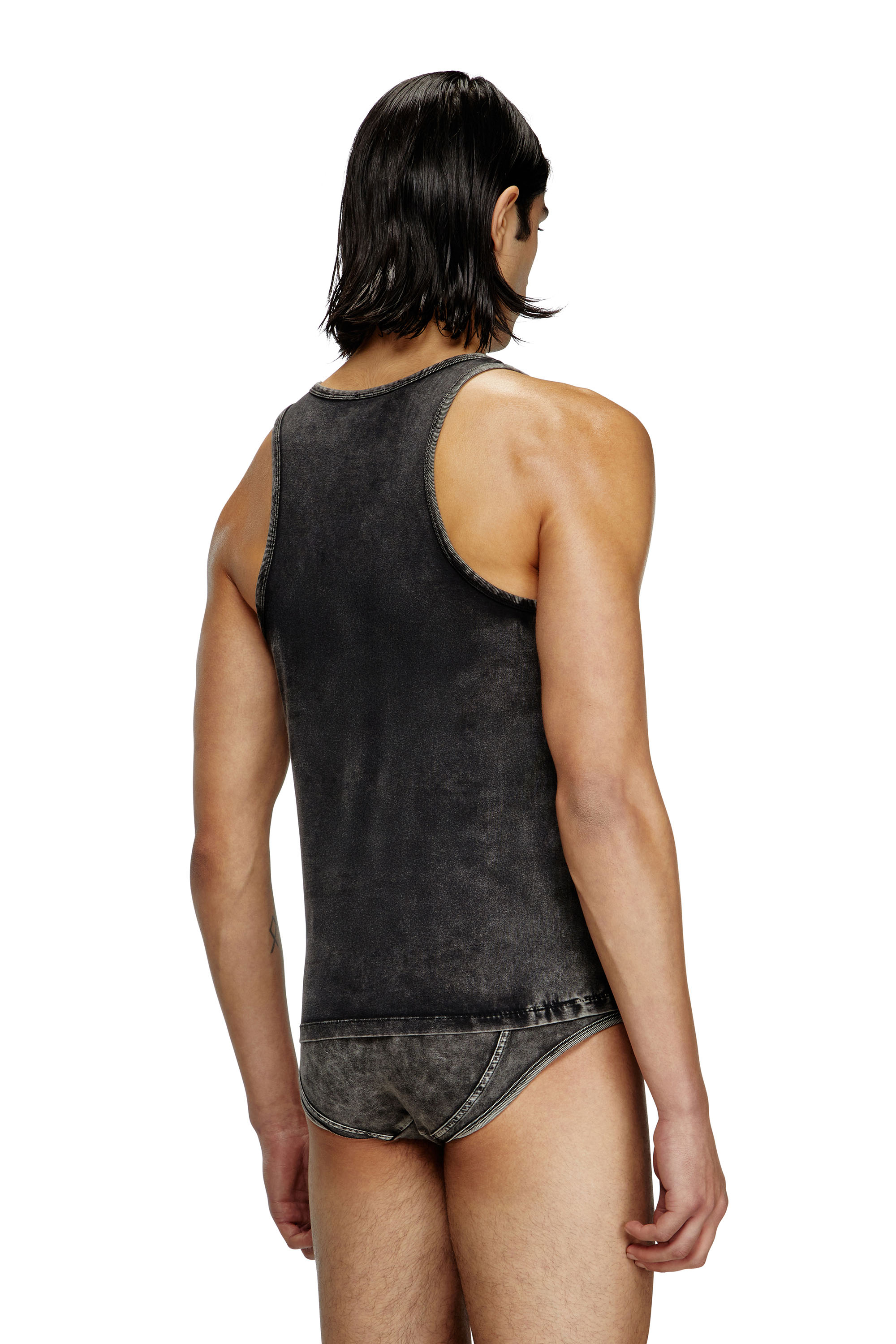 Diesel - WALTY-DNM, Canotta effetto denim Uomo in Nero - 3