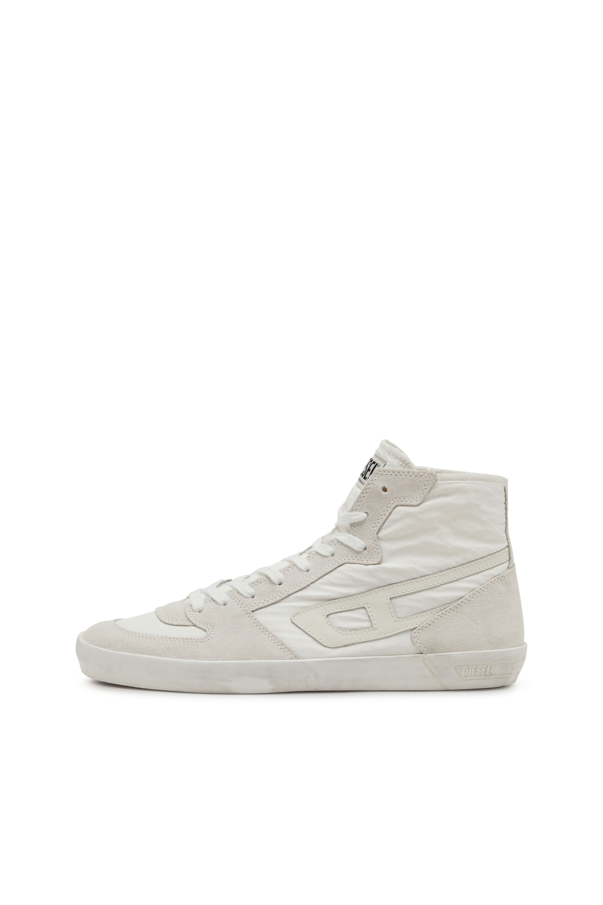 Diesel - S-LEROJI D-1 MID, Sneakers montantes matelassé en ripstop et cuir suédé Homme in Blanc - 7