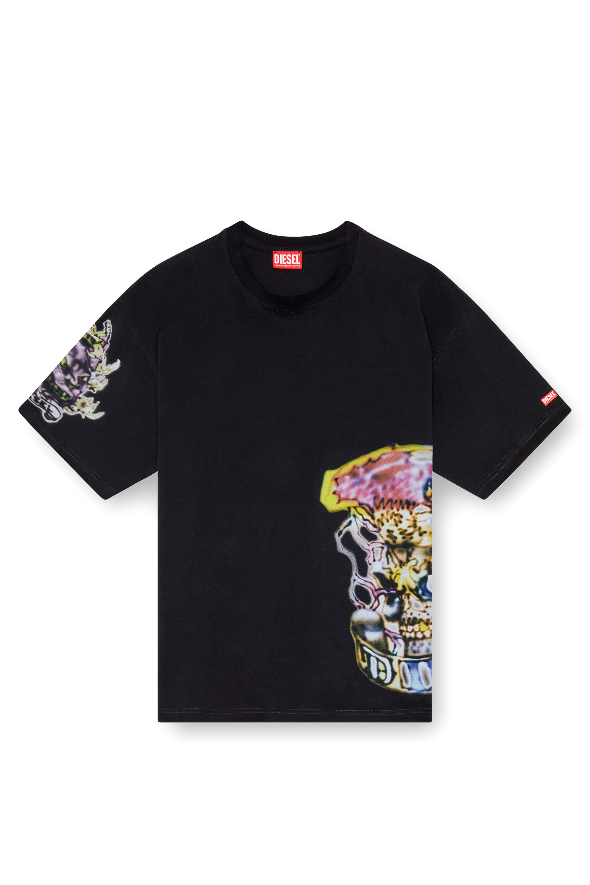 Diesel - T-BOXT-Q14, Man T-shirt with blurry tattoo prints in Black - Image 4