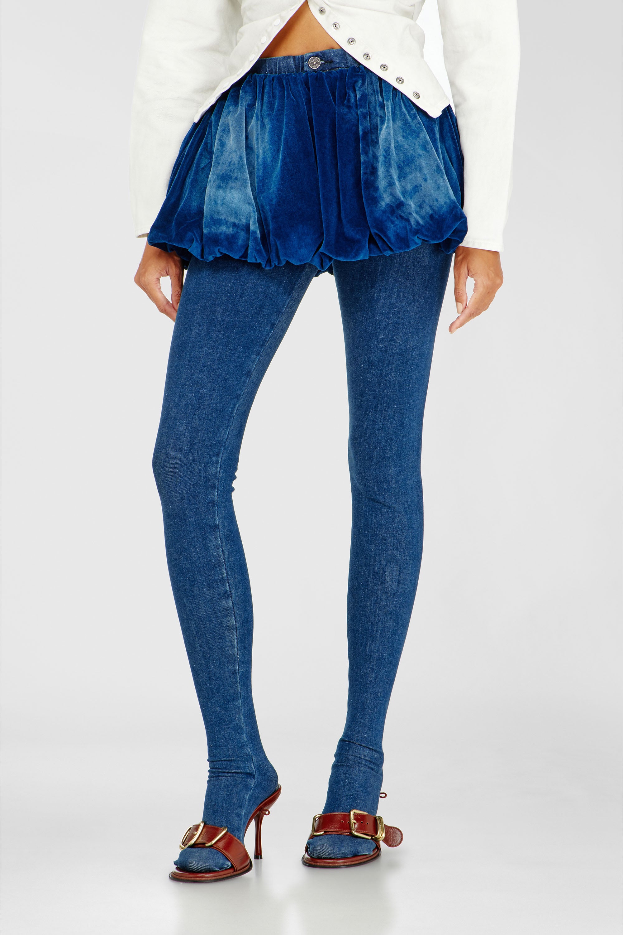 Diesel - DE-MUJ-FSJ1, Damen Kurzer Bubble-Rock aus Samt-Denim in Dunkelblau - 1