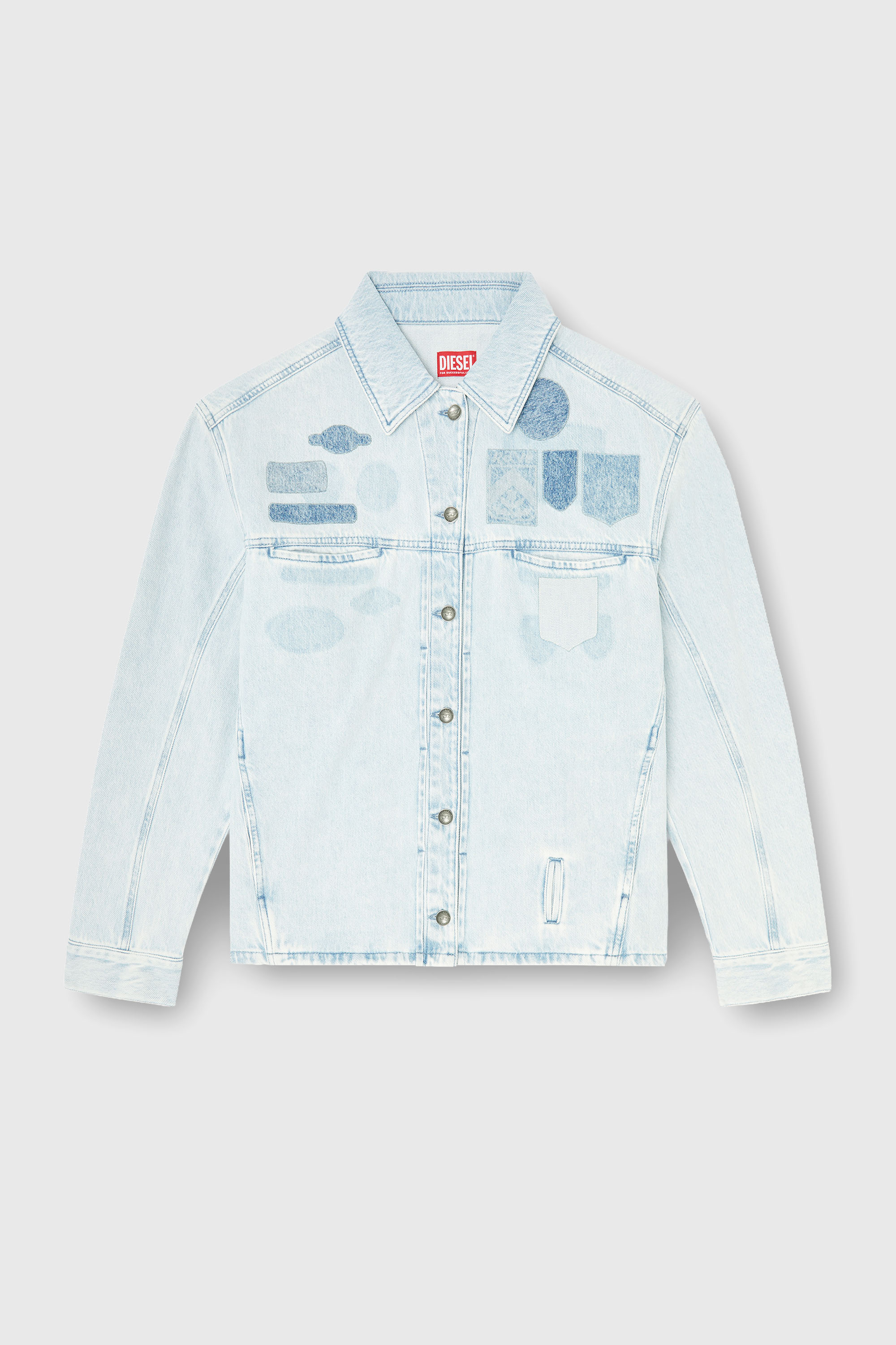 Diesel - D-RYMAVO-S, Unisex's Denim overshirt with patch effects in Light Blue - 2