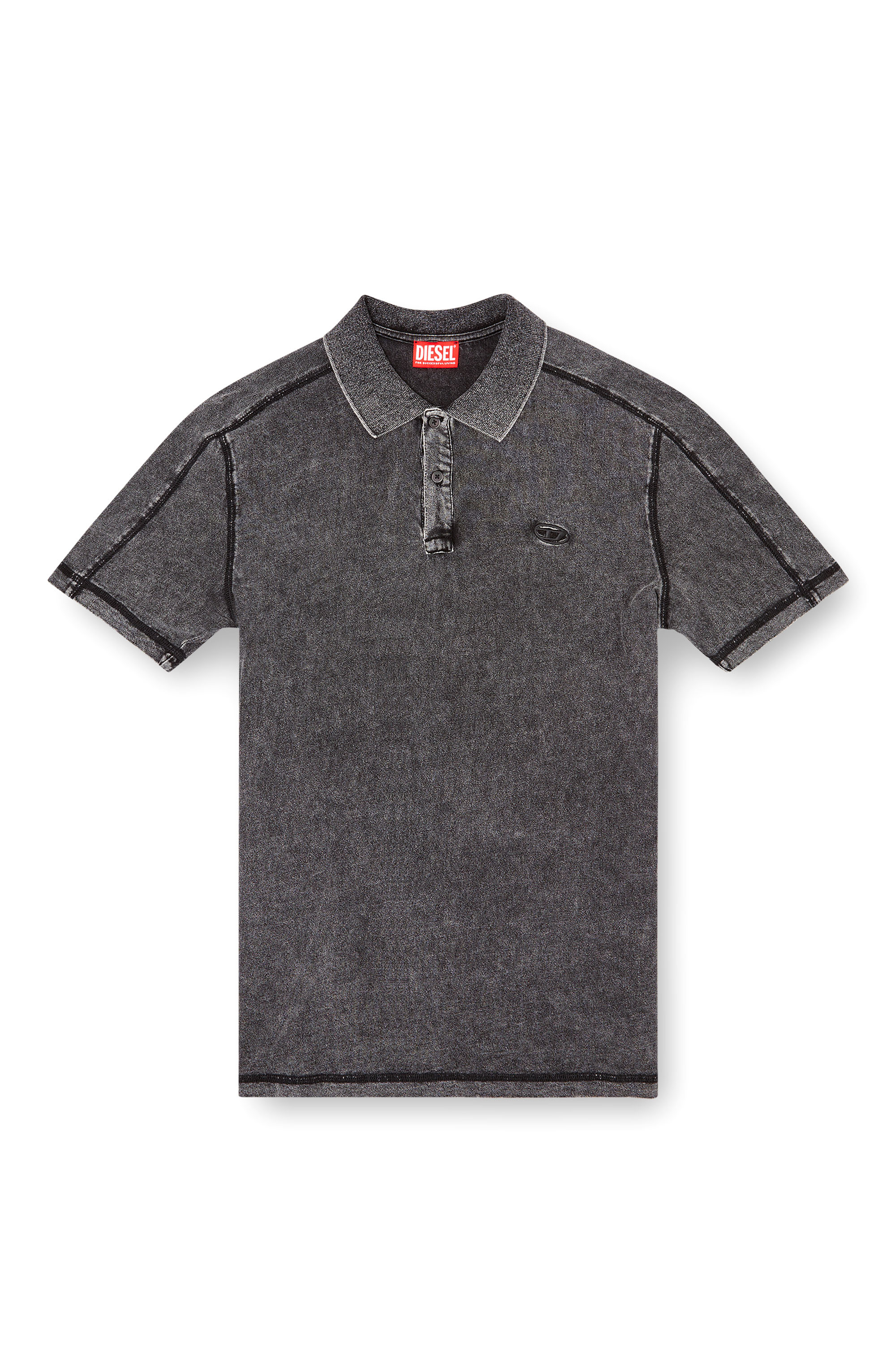 Diesel - T-SWIND-R1, Polo effetto denim Uomo in Nero - 3