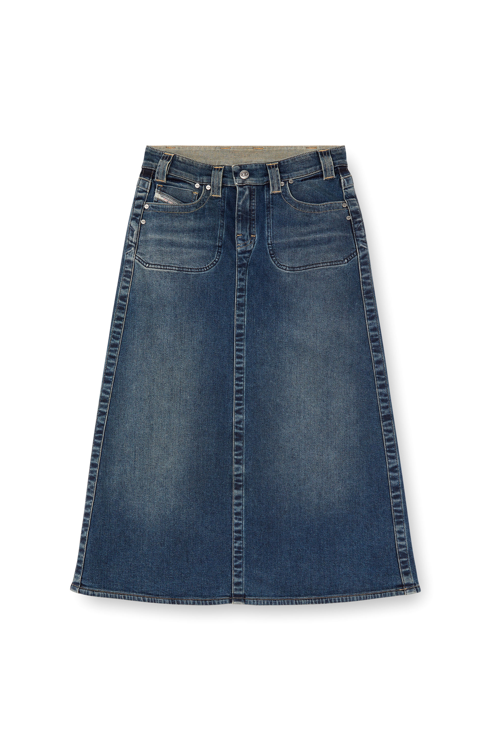 Diesel - DE-PAGO-MID-RE, Jupe midi en denim Rehab Femme in Bleu - 2