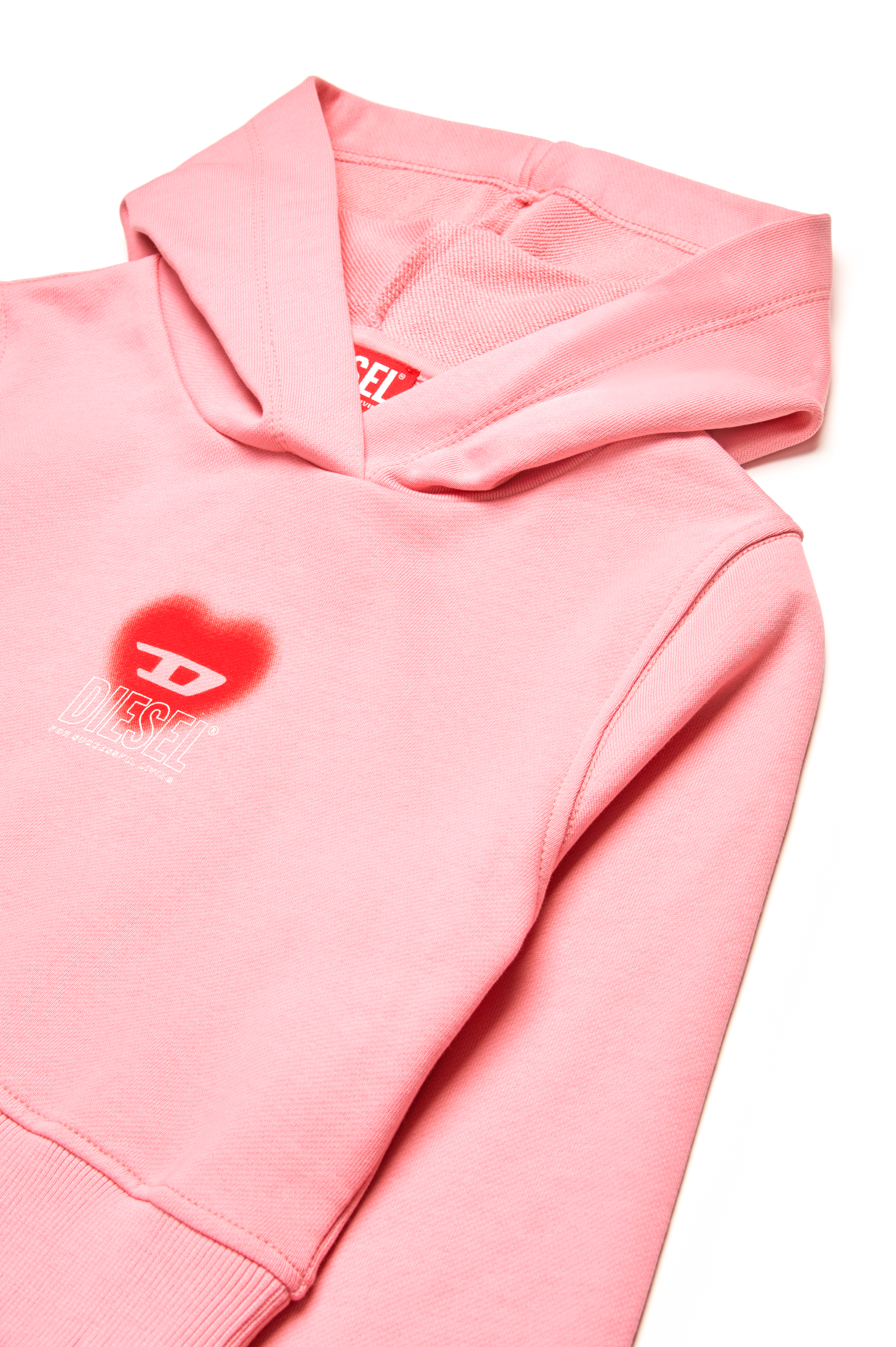 Diesel - SCUOREHOOD, Damen Kurzer Kapuzenpullover mit Herz-Logo in Rosa - 3