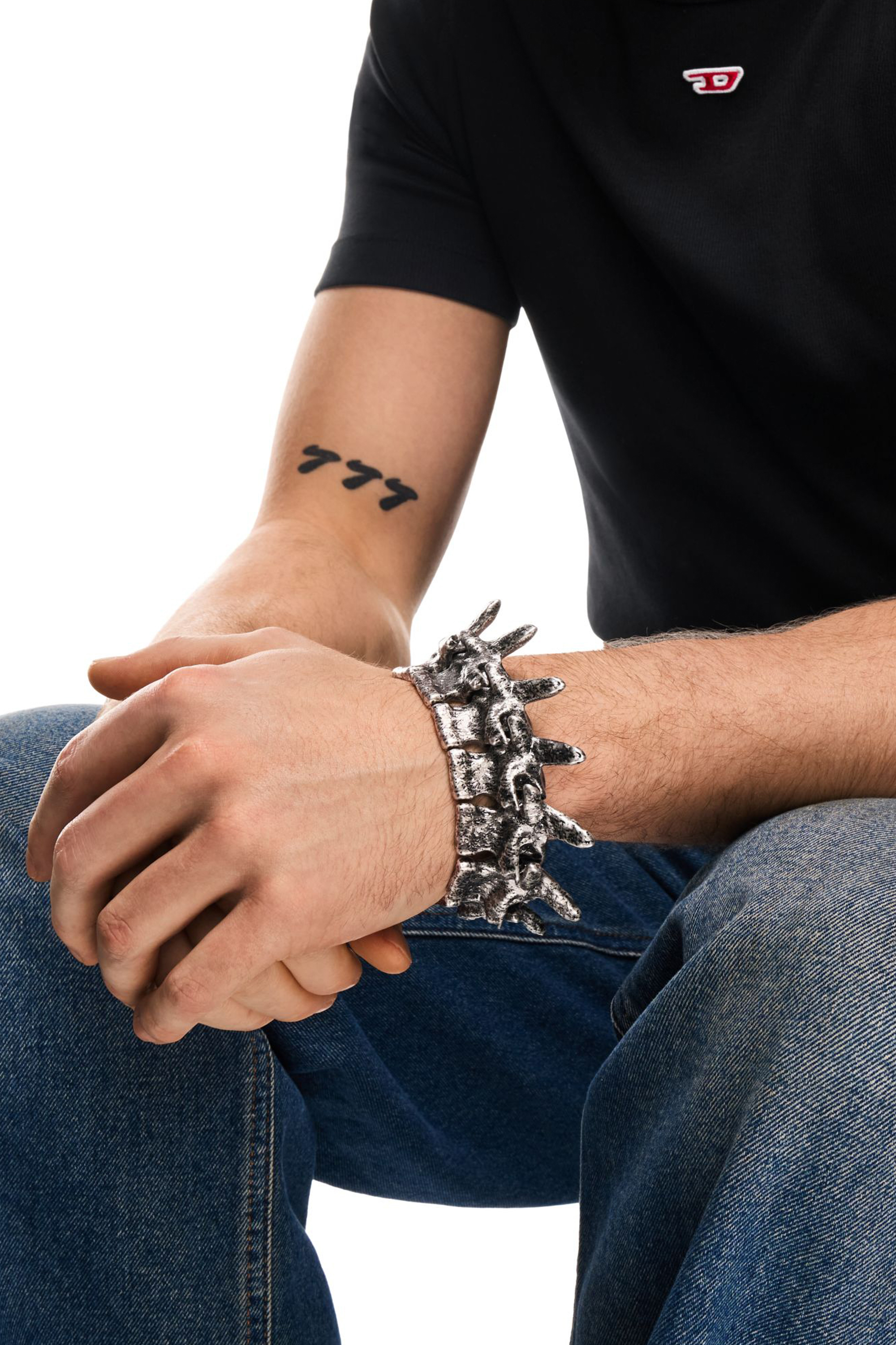 Diesel - DX1709040 JEWELLERY, Unisex Armband mit silberfarbenen Elementen in Dunkelgrau - 5