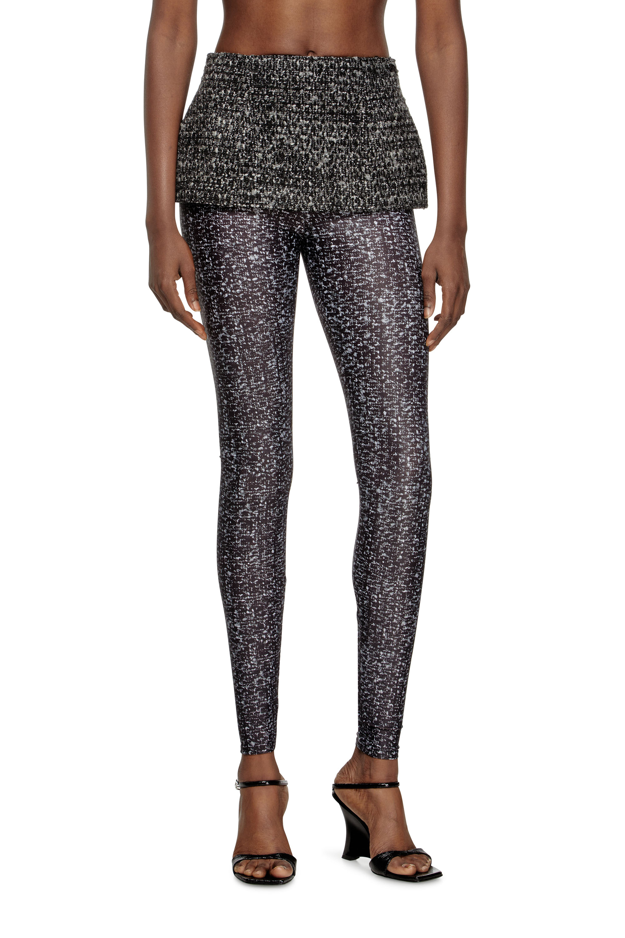 Diesel - P-HOUR, Damen Bouclé-Rock mit Leggings in Schwarz - 1