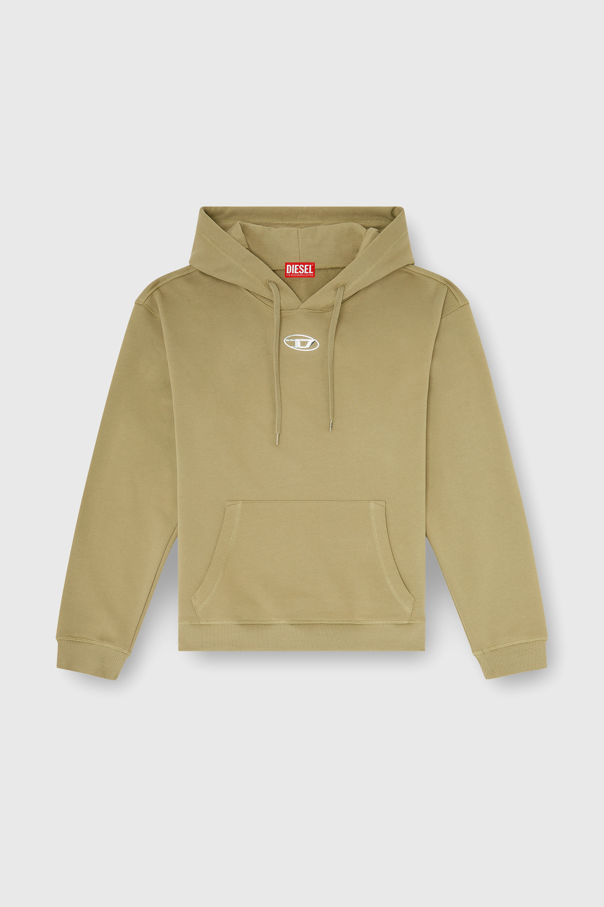 Diesel - S-NORM-HOOD-IOD, Felpa di cotone con Oval D metallico Uomo in Verde - 2