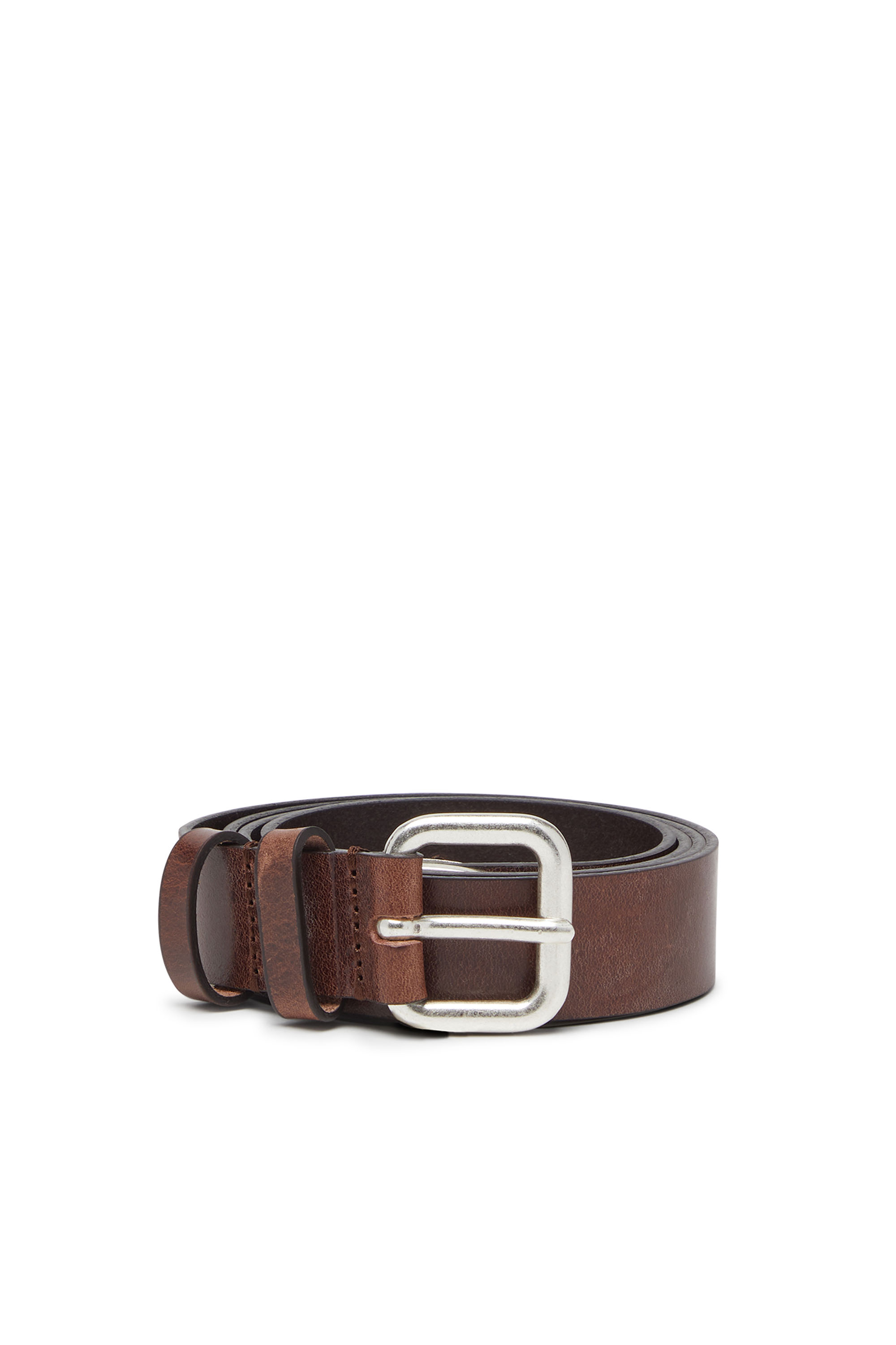 Diesel - B-INLAY, Cintura 2.9 cm in pelle con logo oval D Unisex in Marrone - 2