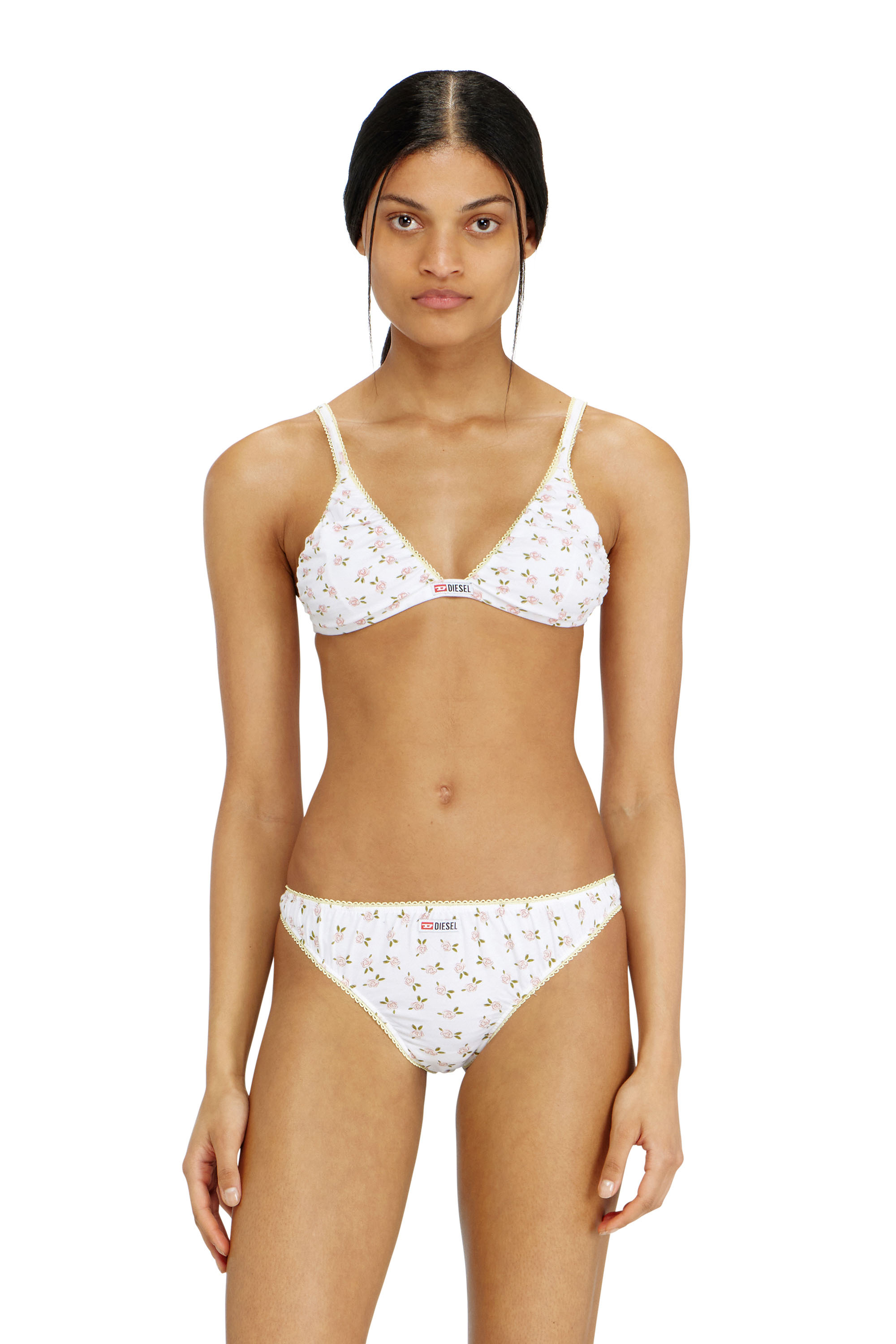 Diesel - JANA-D-CORE, Reggiseno a triangolo in cotone con stampa floreale all-over Donna in Bianco - 3