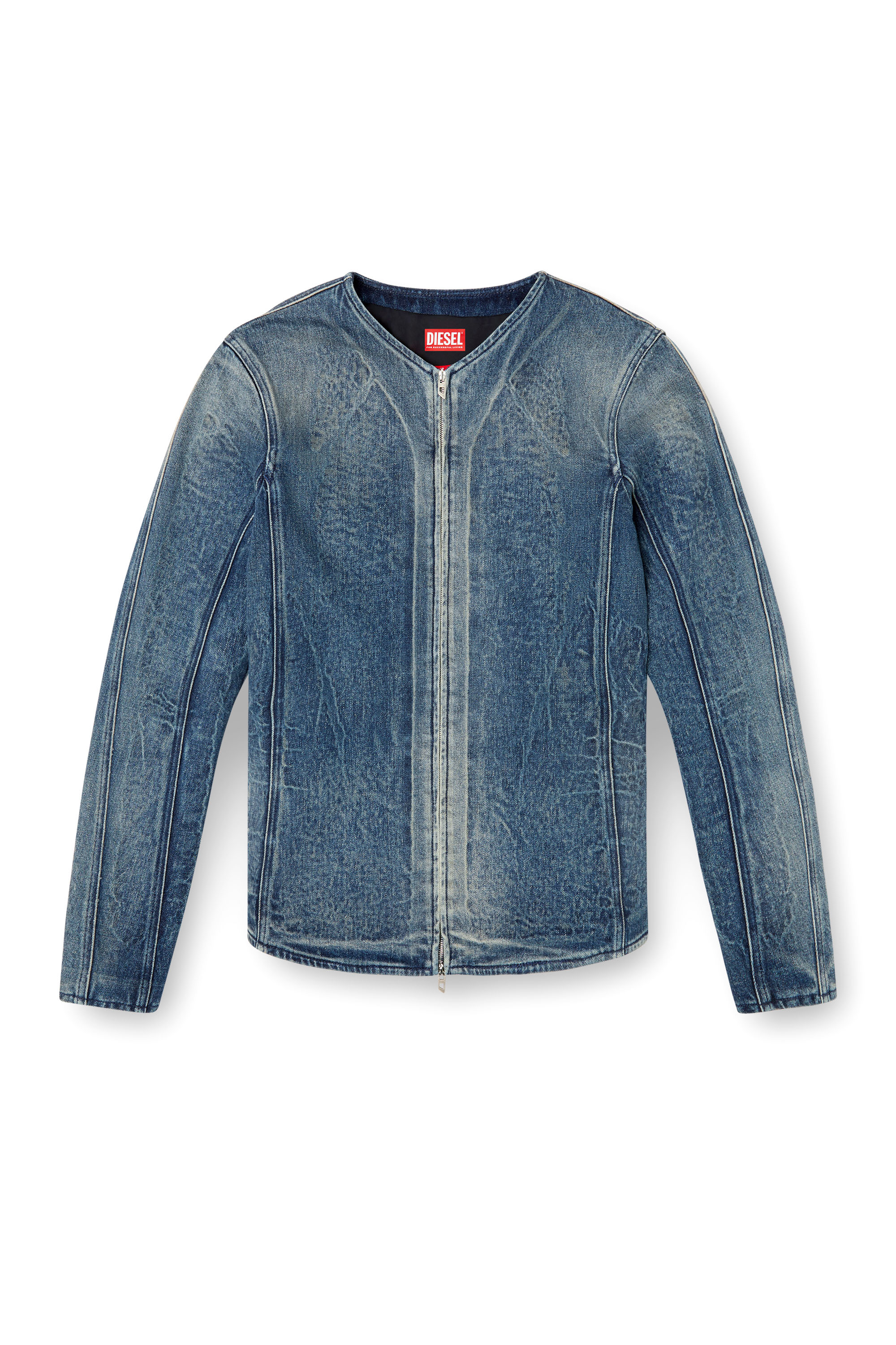 Diesel - D-CARDI-FSG, Herren Jacke aus Denim mit Ghost-Prägung in Mittelblau - 3