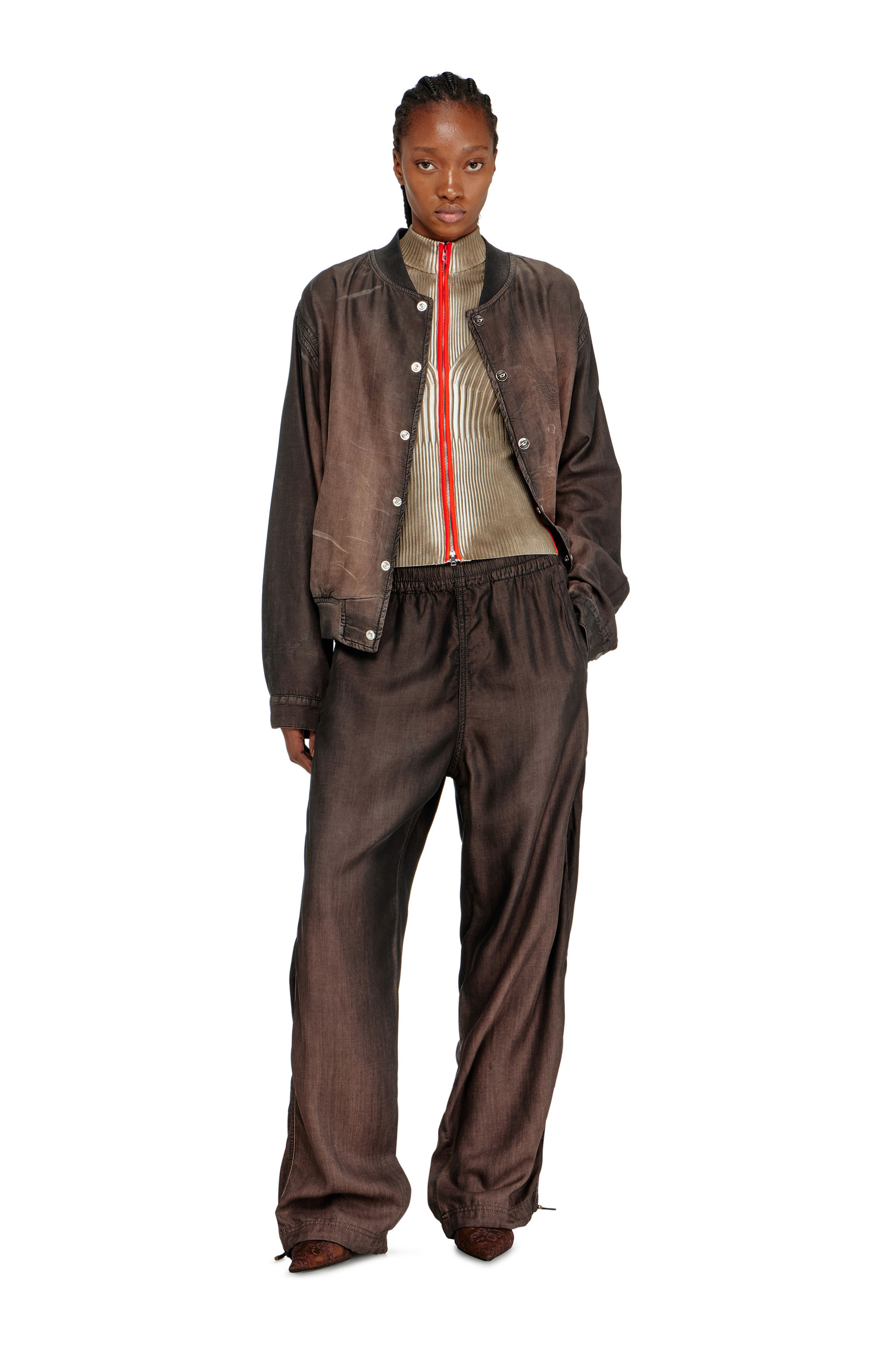 Diesel - M-SARMA, Cardigan zipp&eacute; c&ocirc;tel&eacute; avec bandes contrastantes Femme in Polychrome - 2