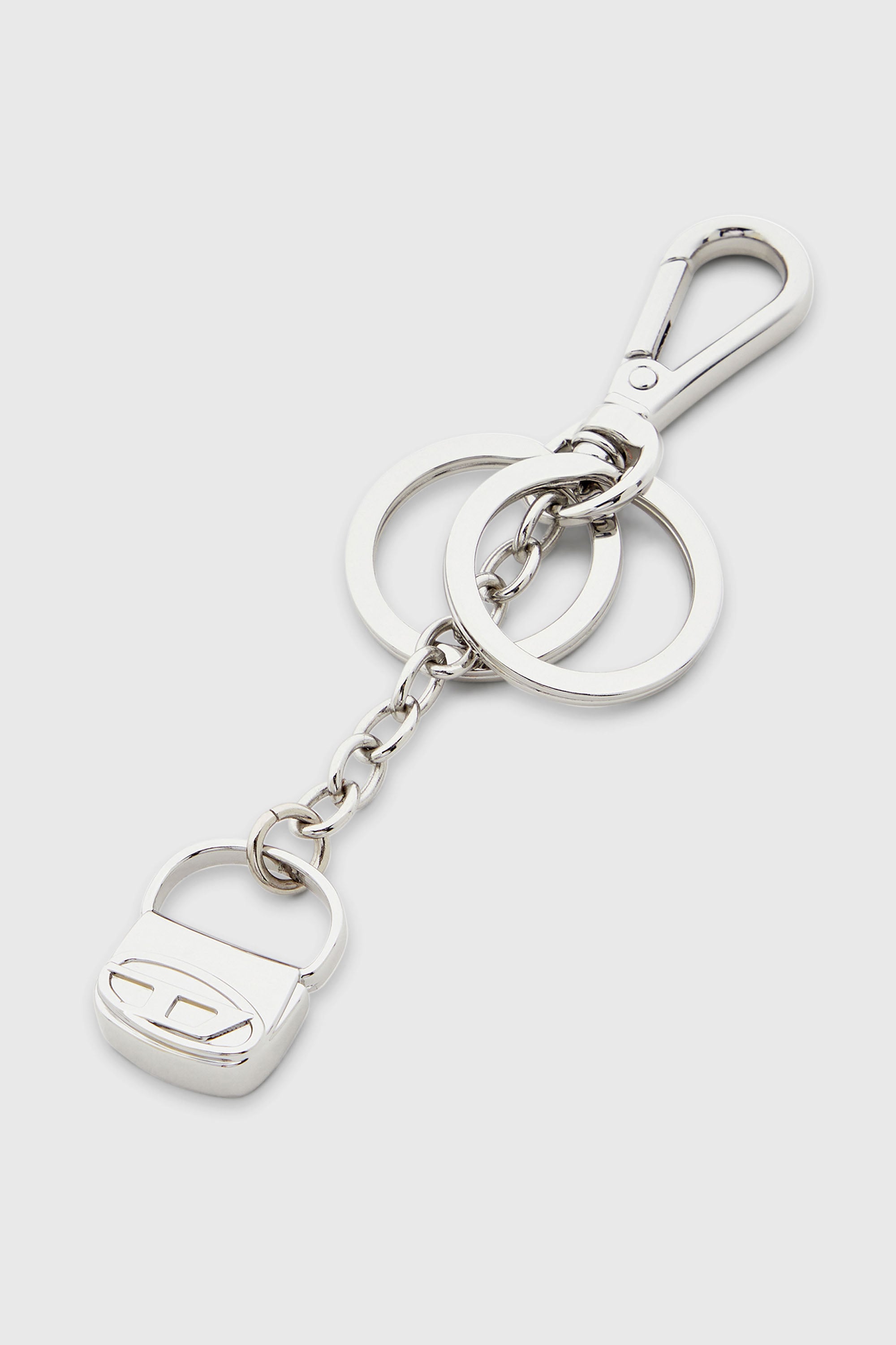 Diesel - 1DR-KEYRING CHARM, Damen Schl&uuml;sselring aus Metall mit 1DR-Bag-Charm in Silber - 2