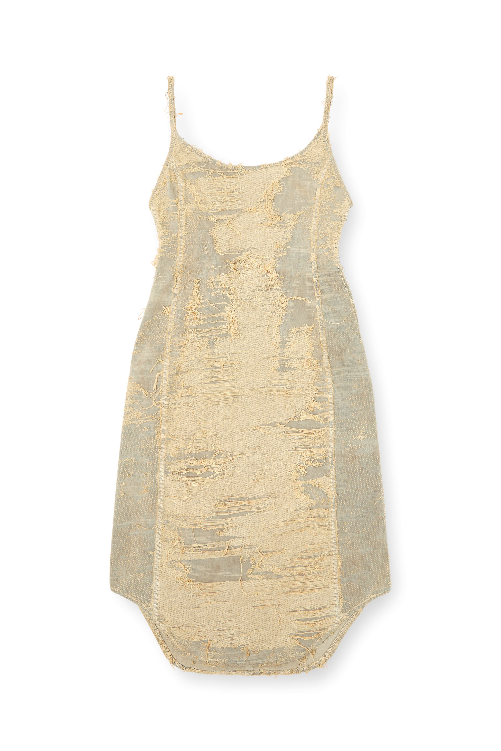 Diesel - DE-VERA-FSG, Robe en denim surteint à fils flottants Femme in Beige - 1