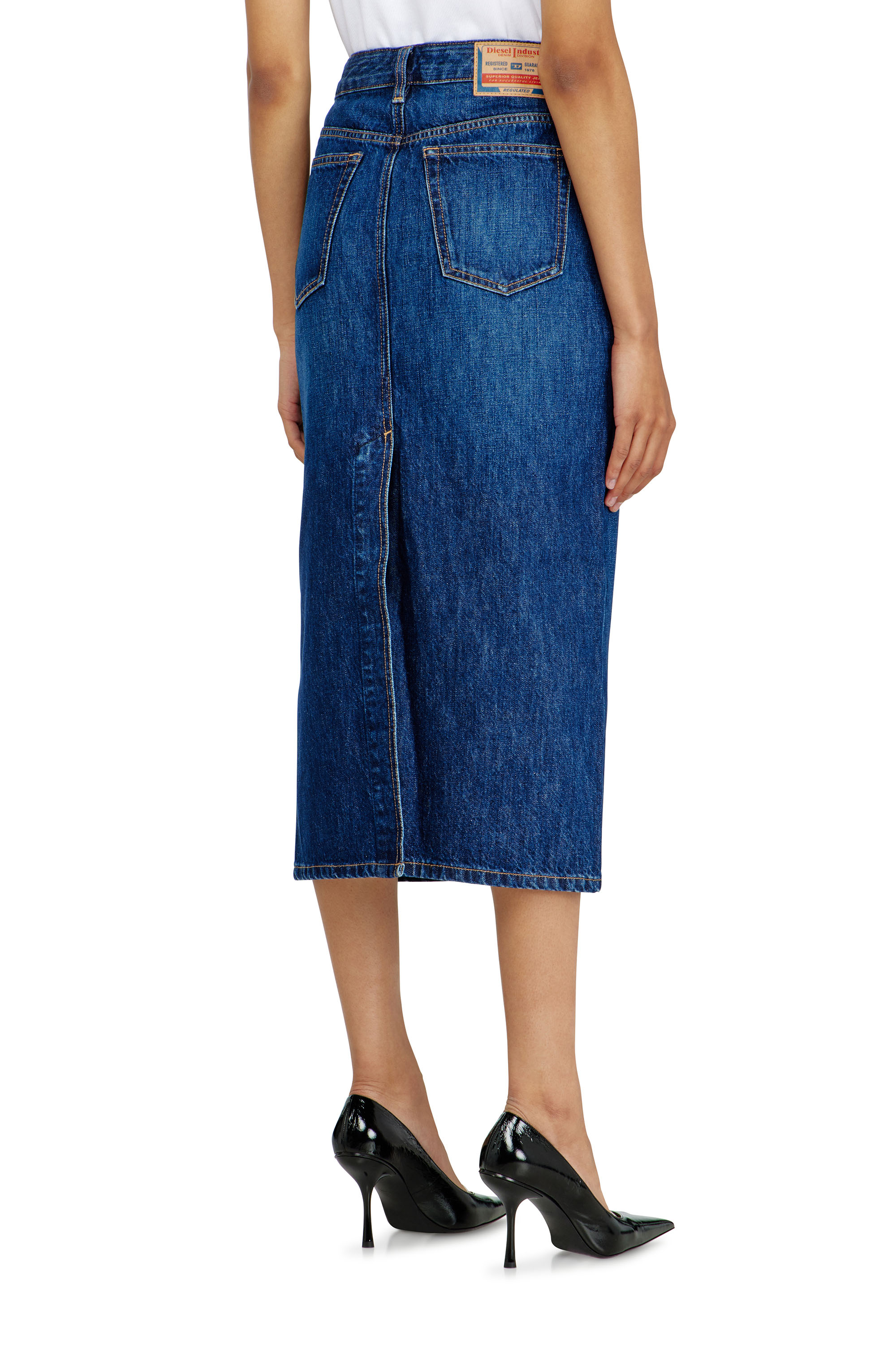 Diesel - DE-SKYE-D, Jupe midi en denim Femme in Bleu - 3