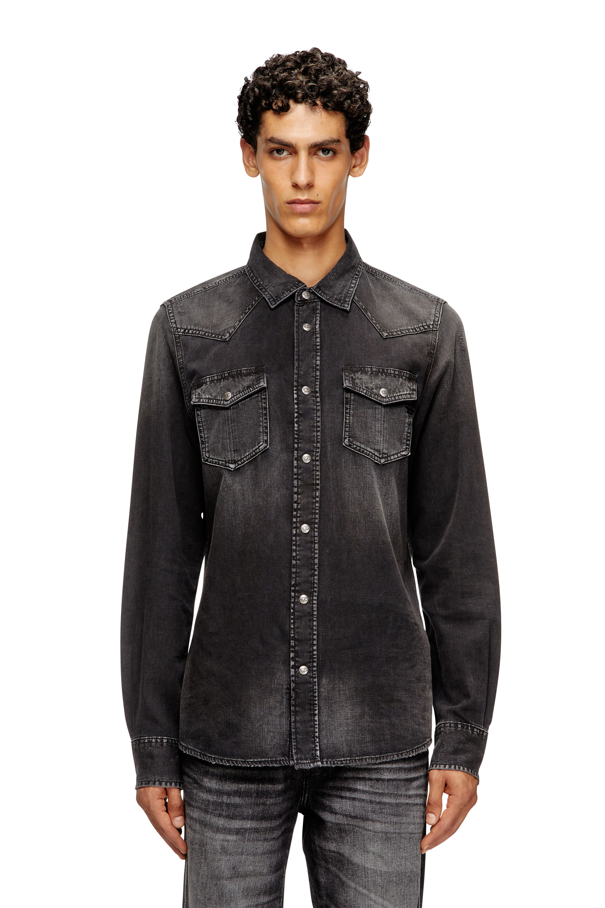 Diesel - D-VEGA, Overshirt in denim Uomo in Nero - 1