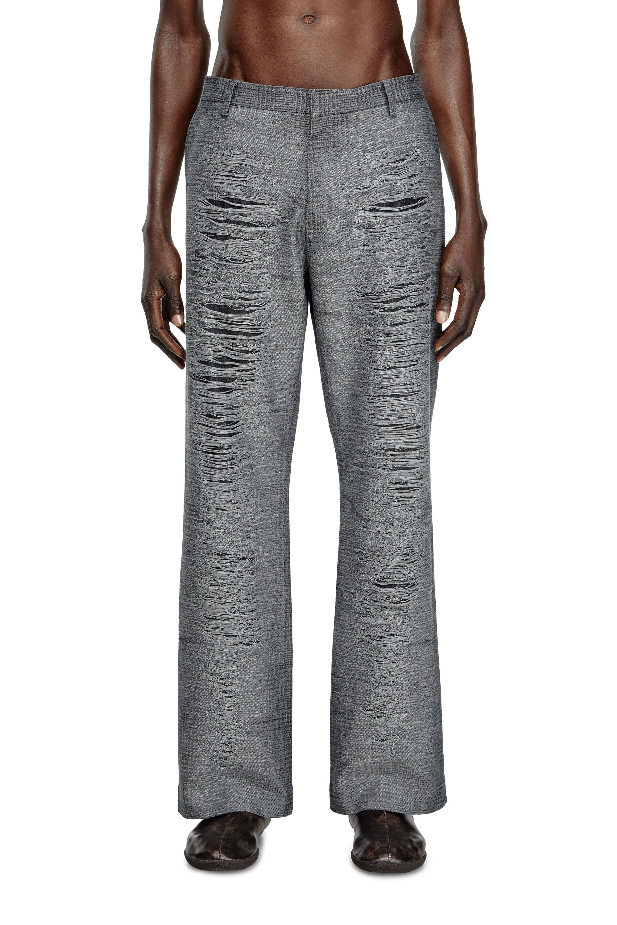 Diesel - P-BOIX, Pantaloni check con distressing frontale Uomo in Grigio - 1