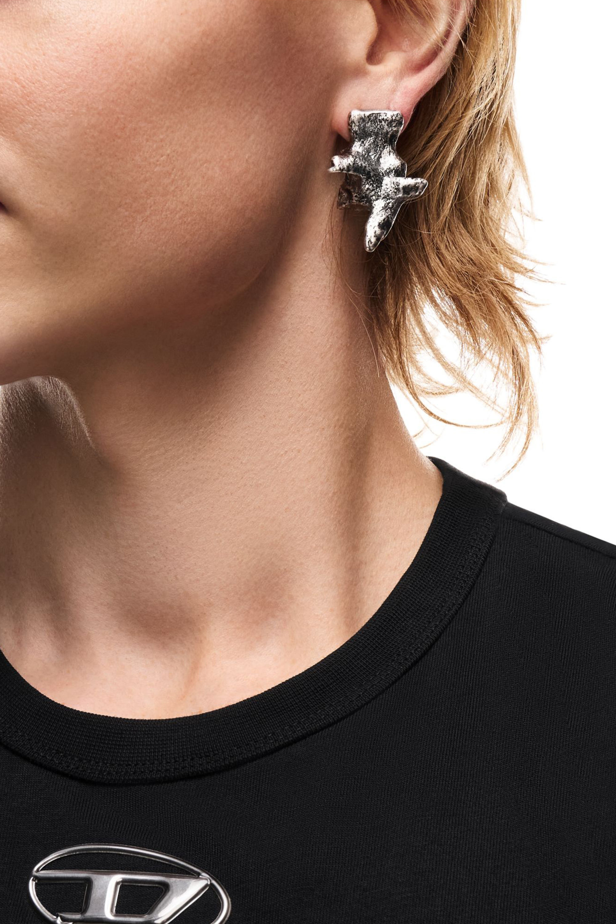 Diesel - DX1710040 JEWELLERY, Boucles d&rsquo;oreilles argent&eacute;es &agrave; clous Mixte in Gris - 4
