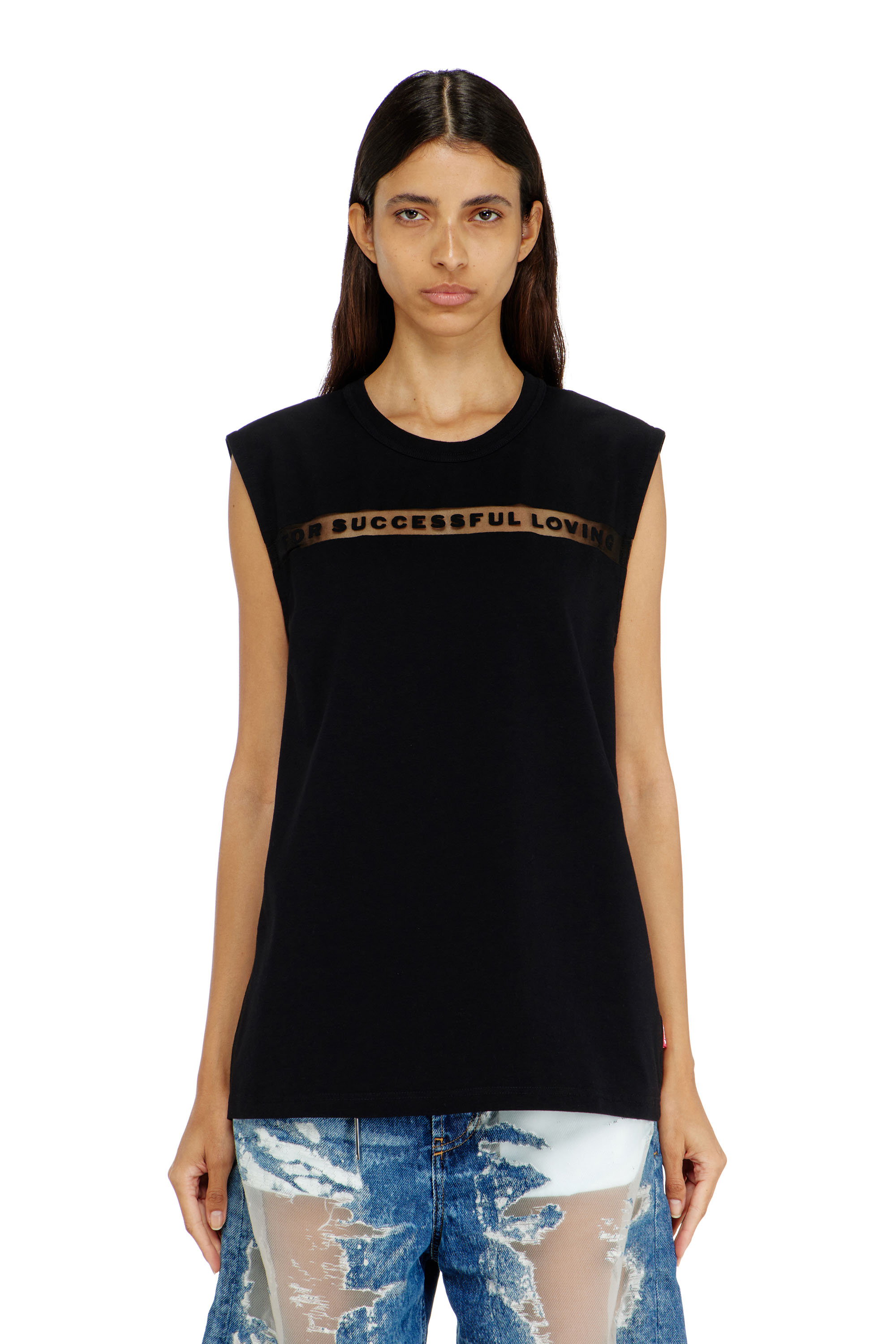 Diesel - PR-T-NORM-BISC-MATI-R, Canotta con logo For Successful Loving Unisex in Nero - 1