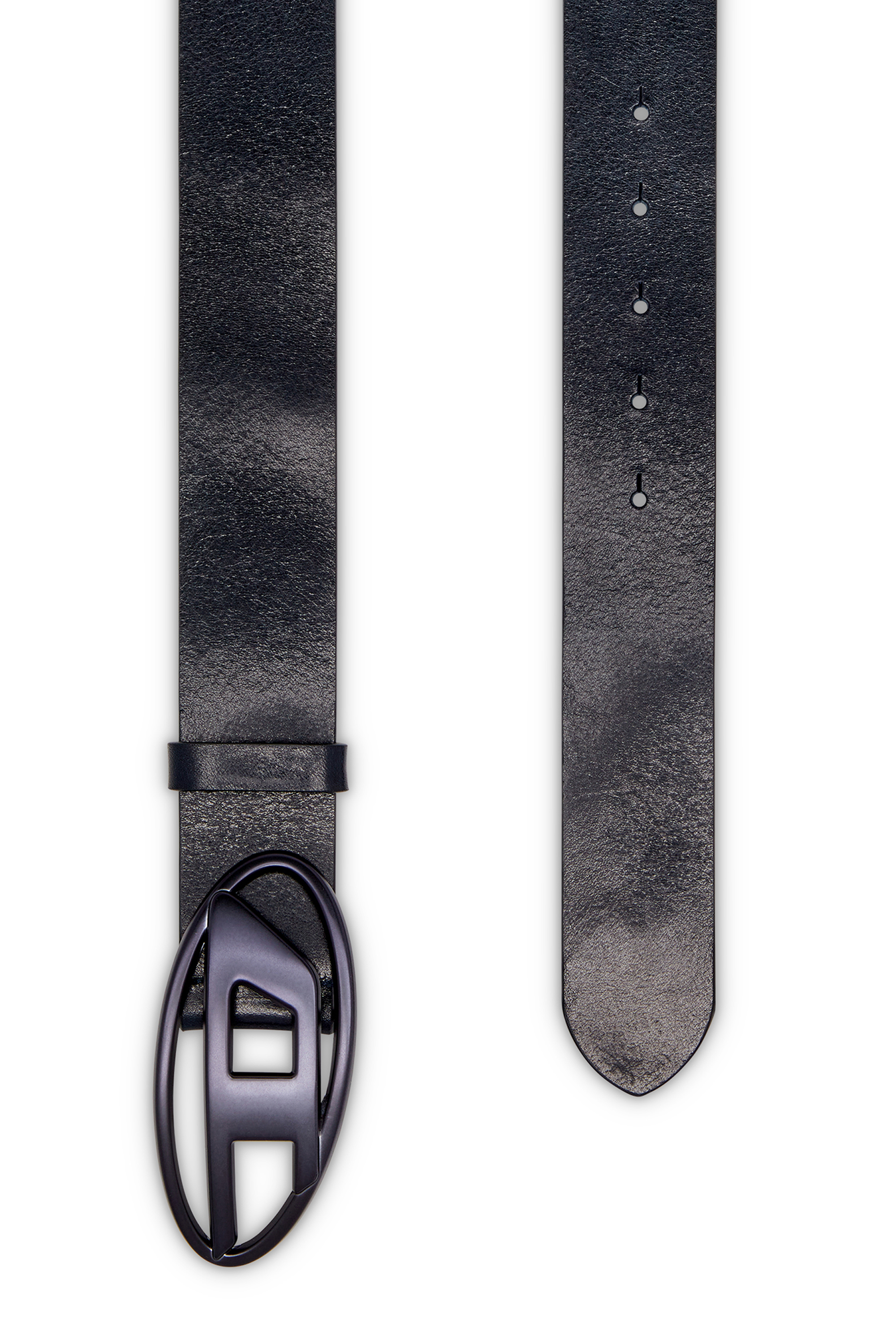 Diesel - B-1DR, Unisex 3.9cm Gürtel aus Leder mit Metallic-Oval D-Schnalle in Dunkelblau - 2