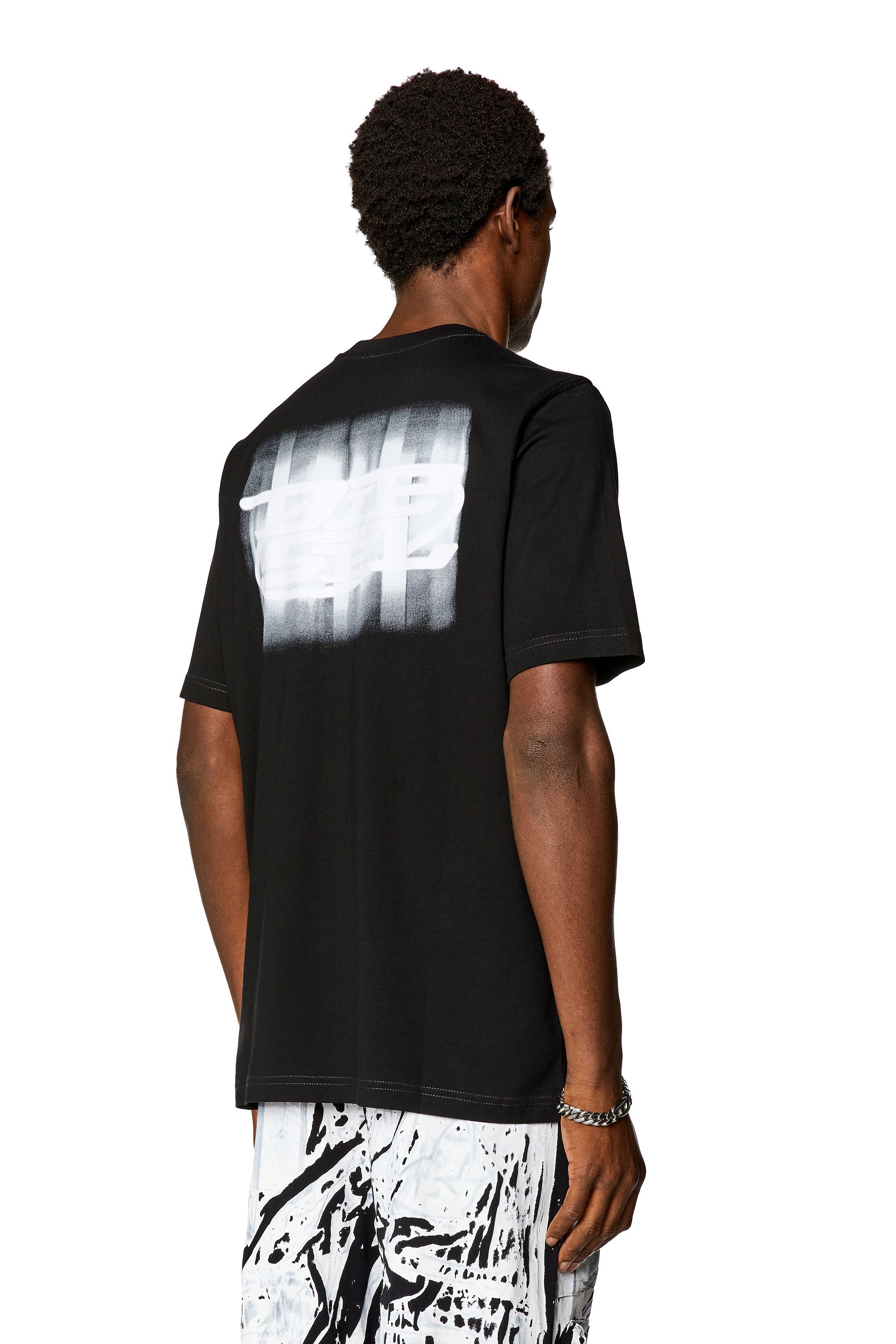 Diesel - T-JUST-N4, Man Logo-flocked T-shirt in organic cotton in Black - Image 4