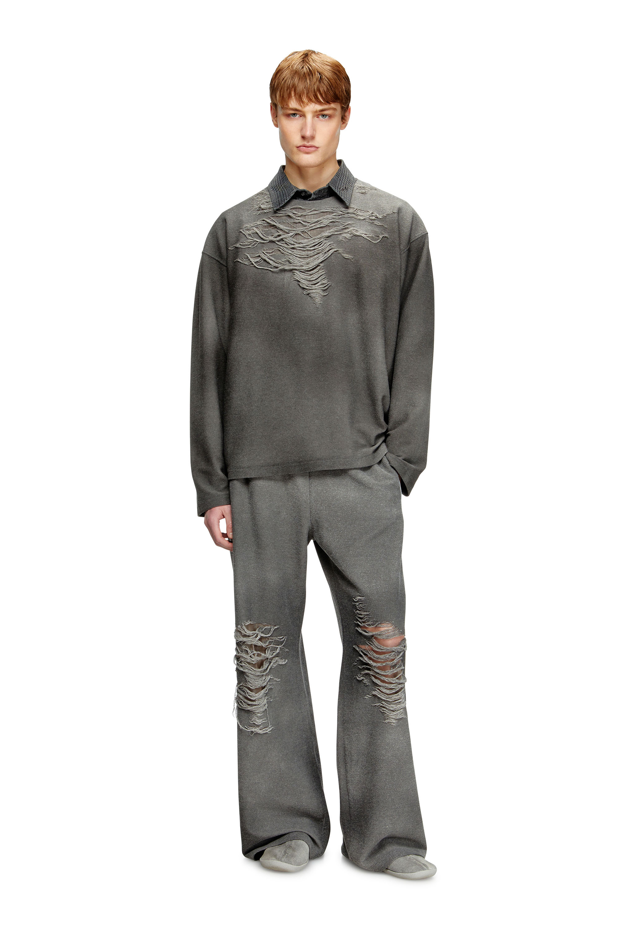 Diesel - P-PERCY, Pantaloni tuta con davanti destroyed Uomo in Grigio - 2