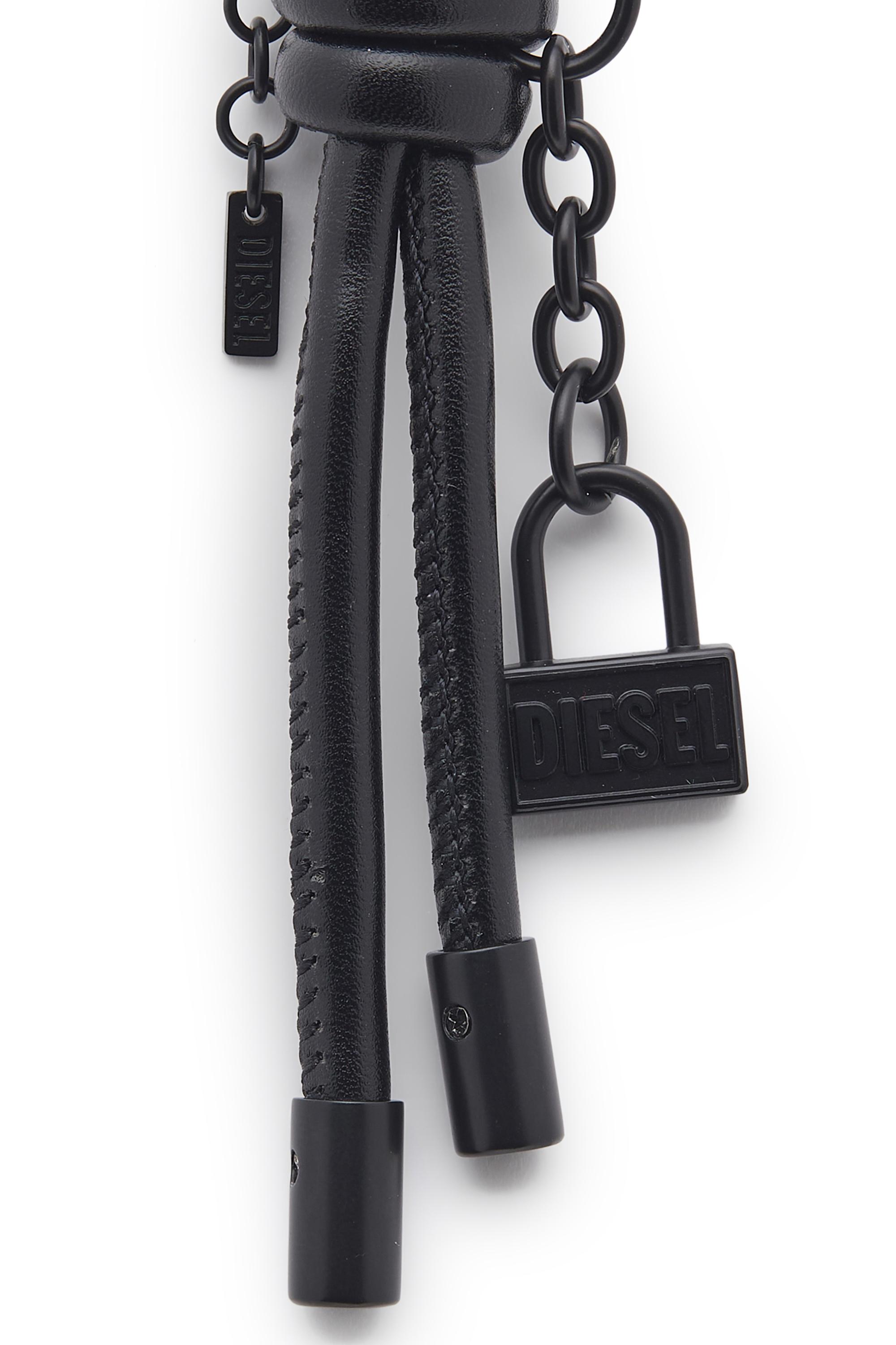Diesel - CHARM-LOCK II, Portachiavi in metallo con dettaglio lucchetto Diesel Uomo in Nero - 3