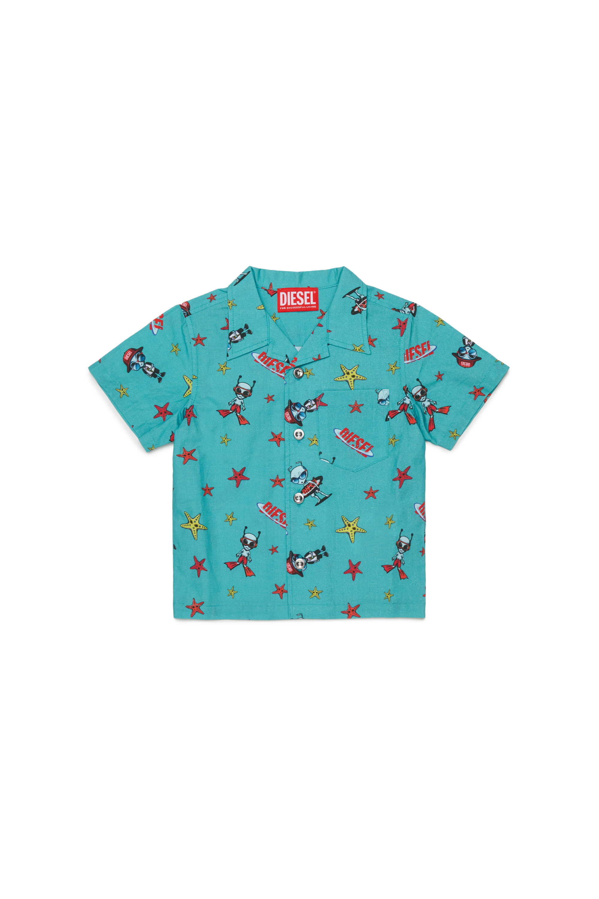 Diesel - MCALYB, Herren Baumwollhemd mit Allover-Prints in Wassergr&uuml;n - 1
