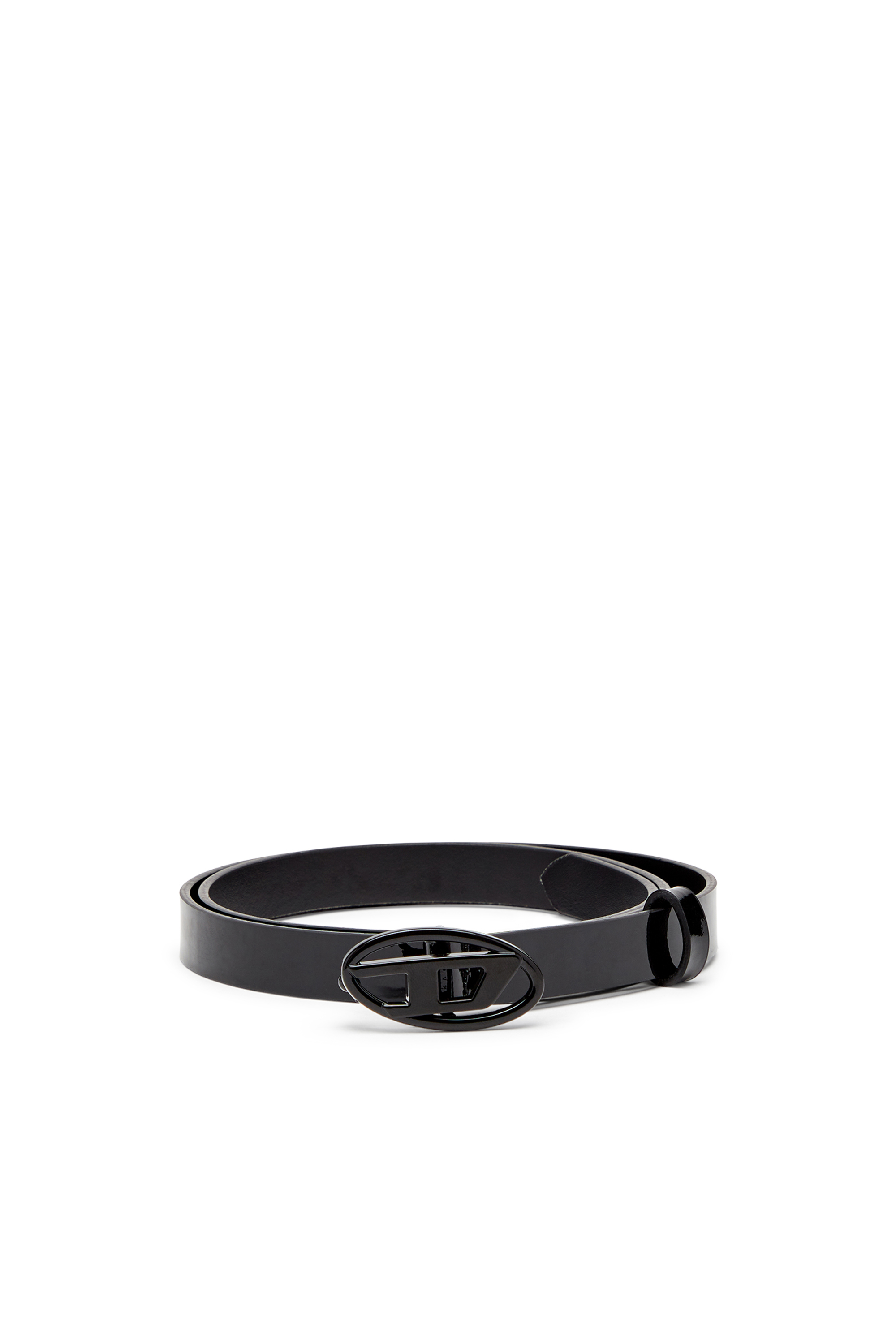 Diesel - B-PLAY 15, Slim belt in glossy leather Donna in Nero - 1