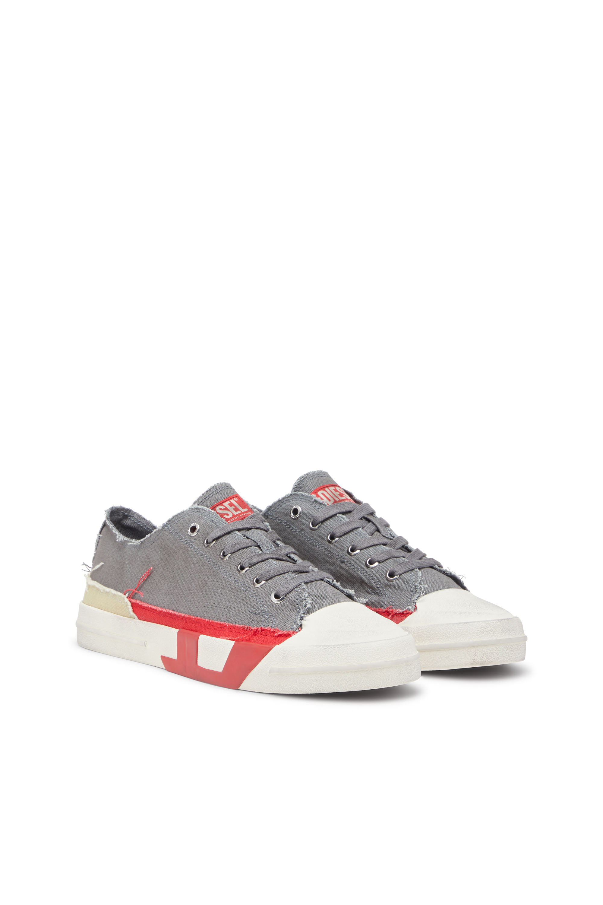 Diesel - S-D-VERSE LOW, S-D-Verse-Sneakers en toile à effet sali Homme in Gris - 2