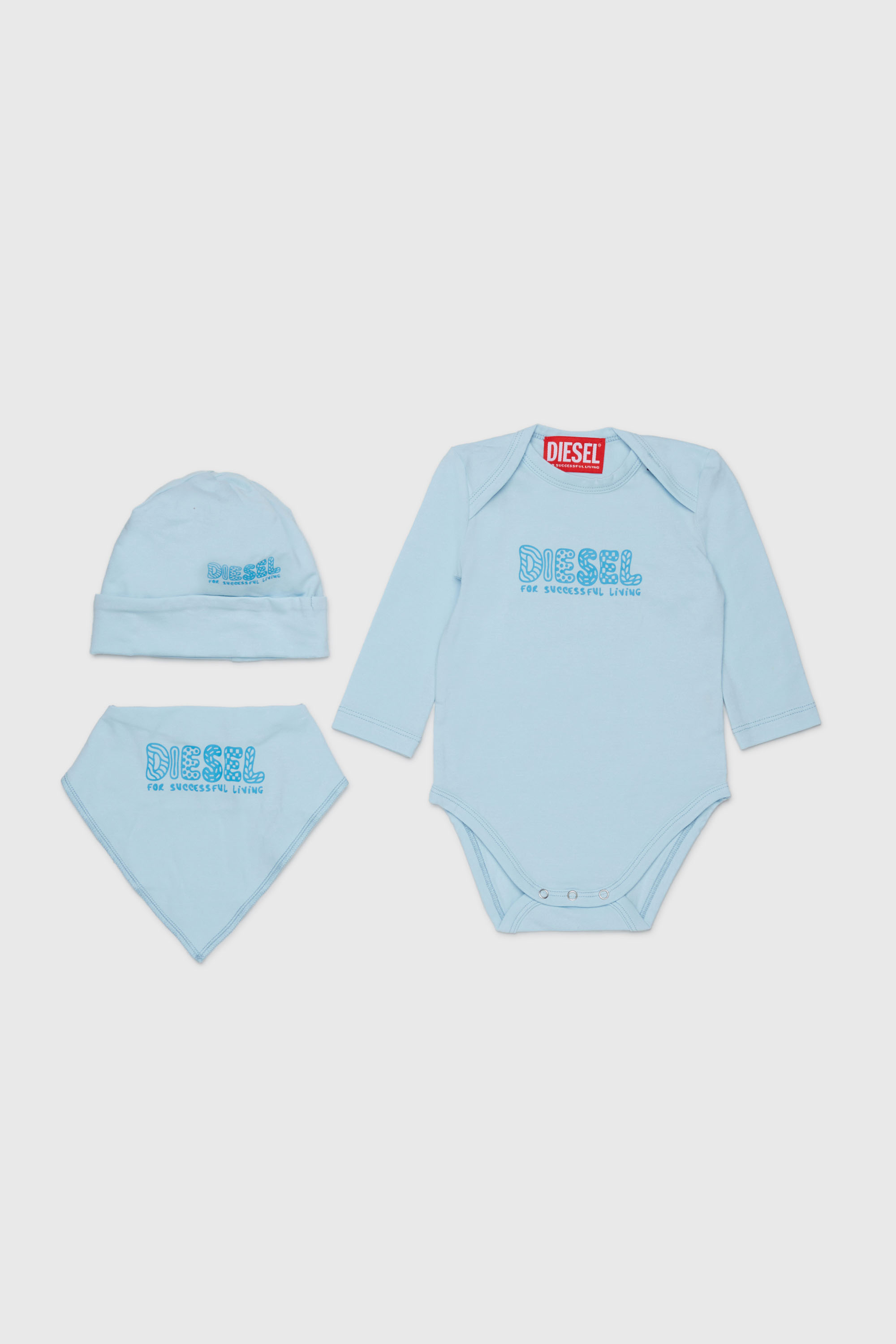 Diesel - UBBYBOX-NB, Ensemble nouveau-n&eacute; avec imprim&eacute; doodle-logo Mixte in Bleu - 1