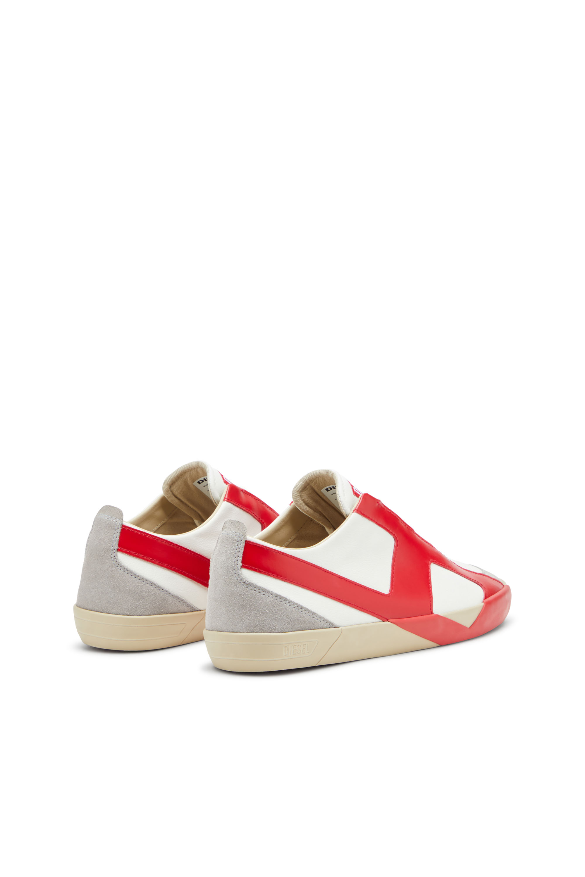 S-SLANTE-D LOW, Blanc/Rouge Diesel - S-SLANTE-D LOW, S-Slante-D-Baskets en daim et cuir avec logo D Homme in Polychrome - 3