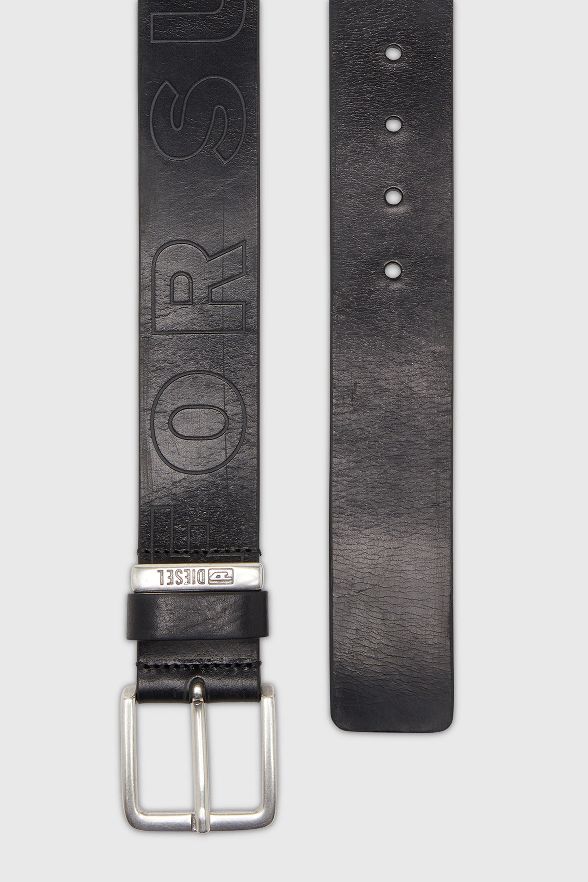 Diesel - B-FSL-OUTLINE, Ceinture 4 cm en cuir avec lettrage en relief Homme in Noir - 2