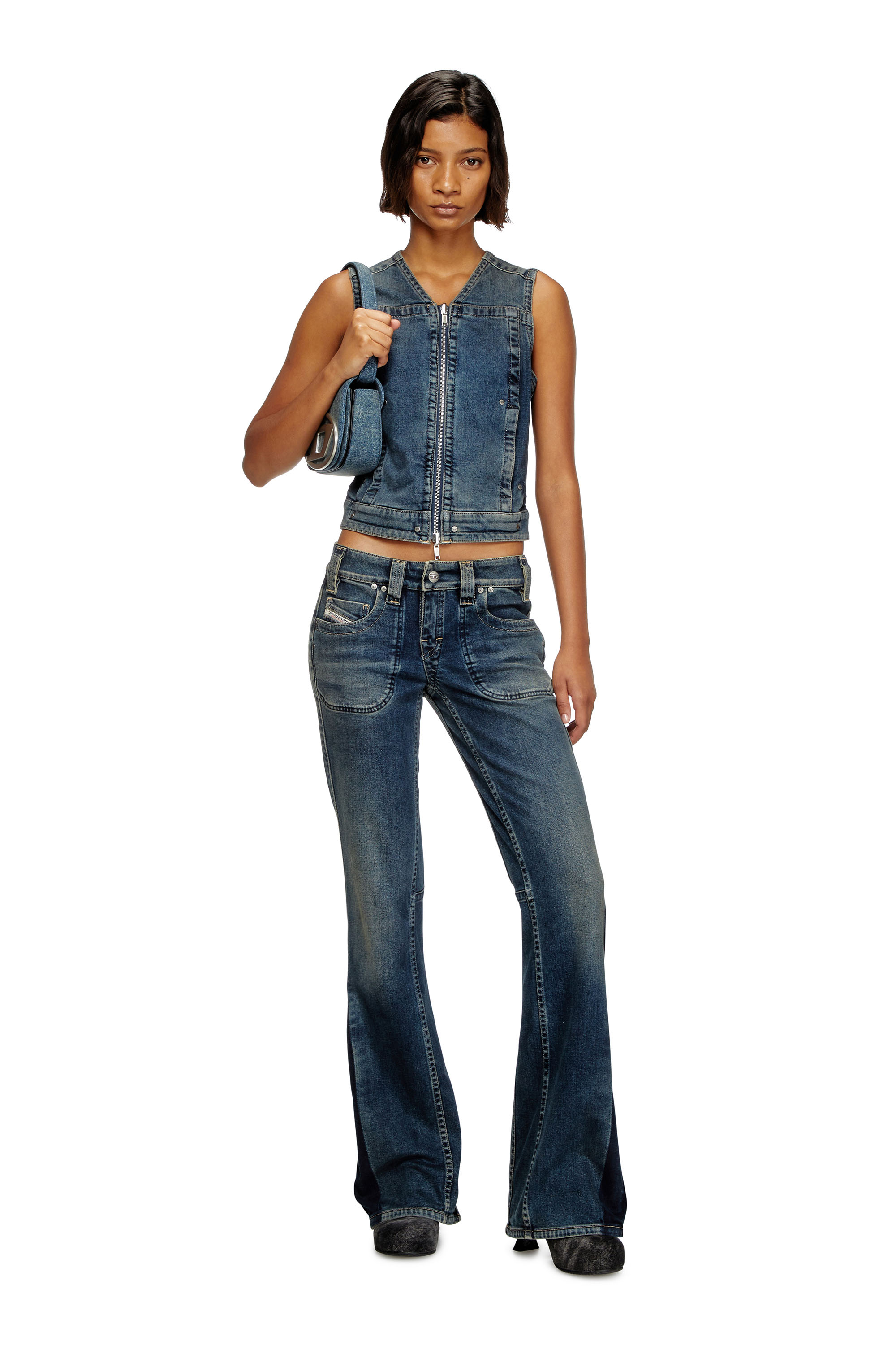 Diesel - DE-PROOF-RE, Top zippé en denim Rehab Femme in Bleu - 2