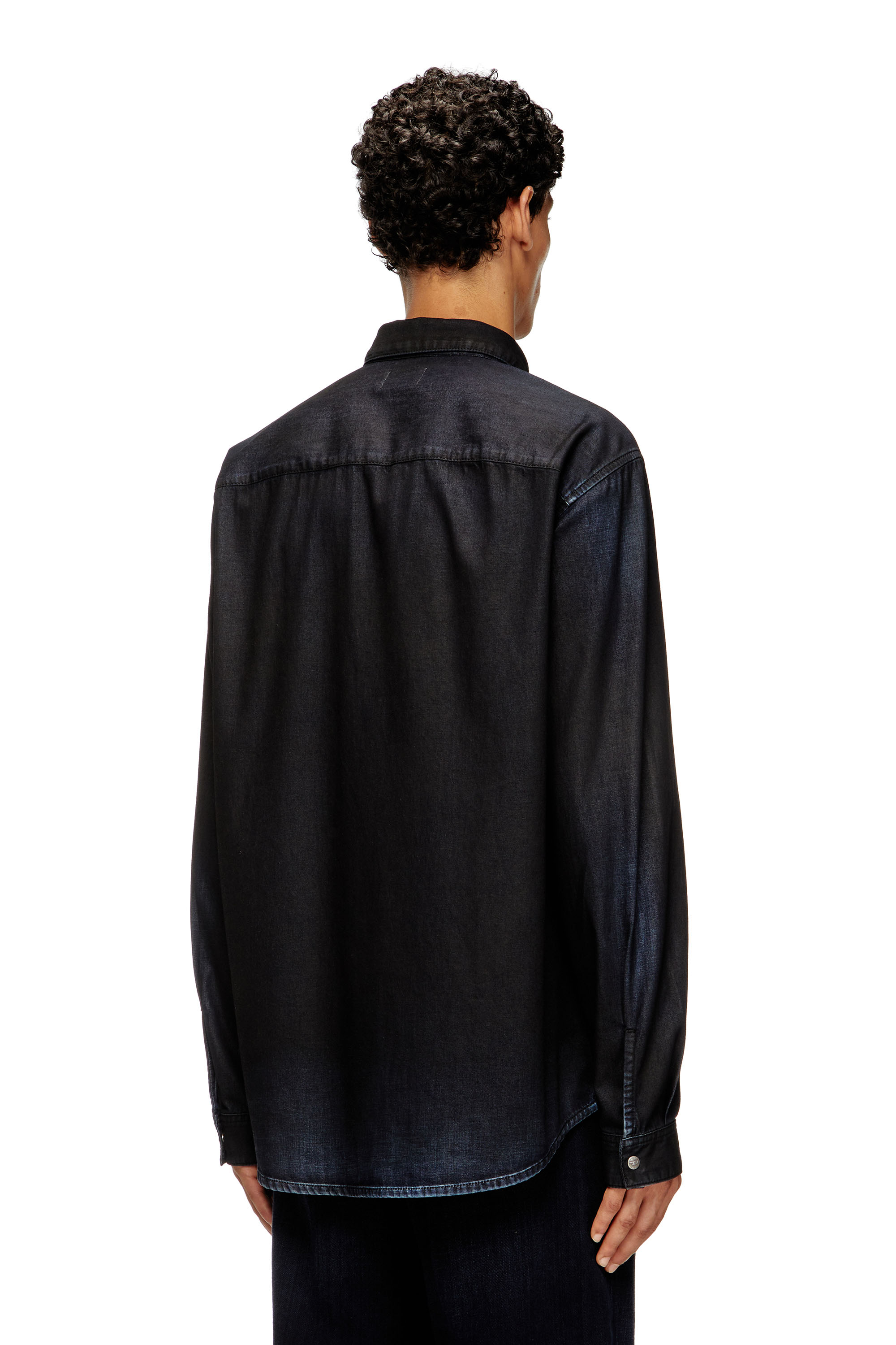 Diesel - D-SIMPLY, Herren Langarm-Denimhemd in Dunkelblau - 4