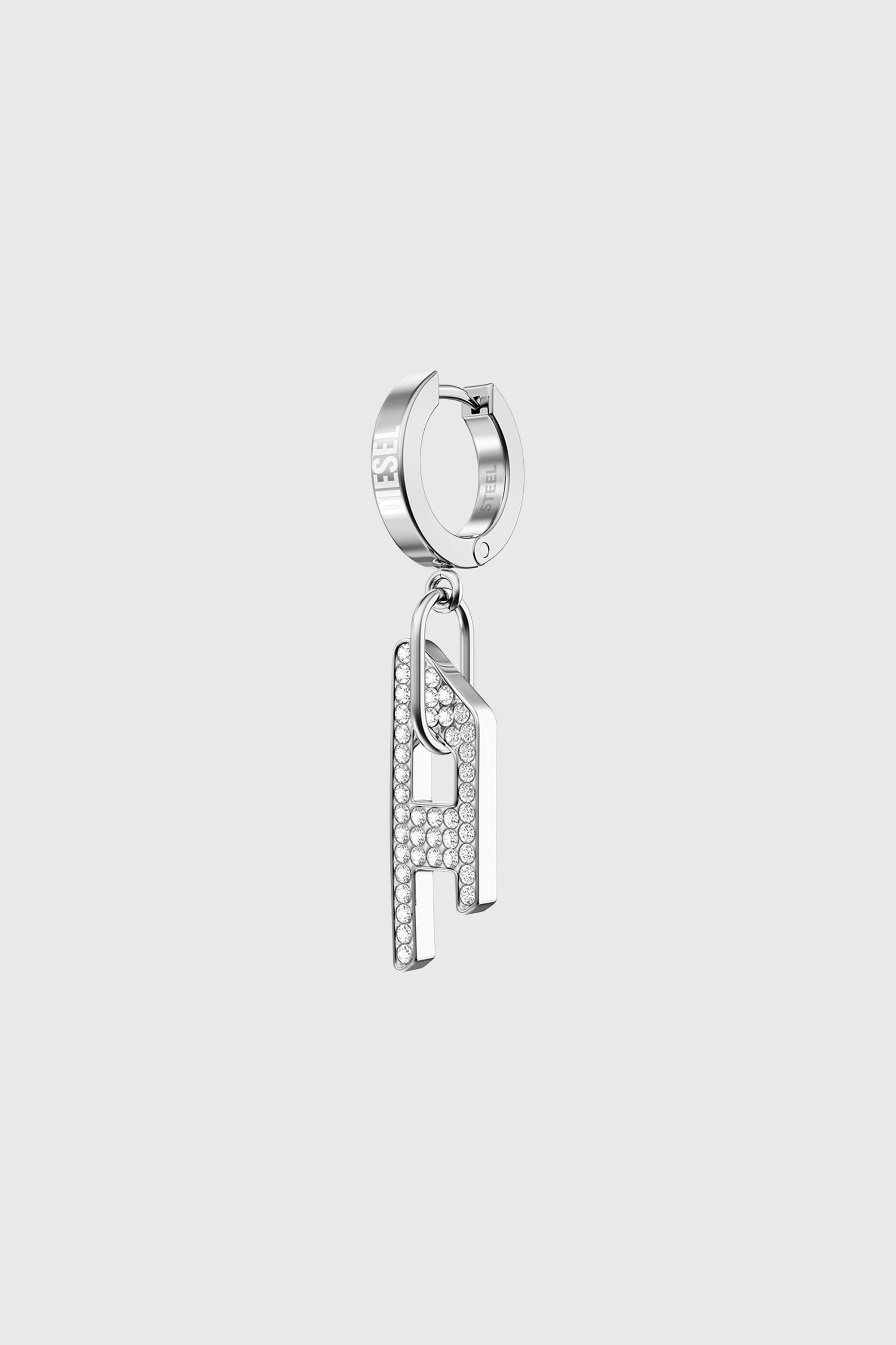 Diesel - DX1706040 JEWELLERY, Orecchino pendente D drop in acciaio inox lucido Unisex in Argento - 1
