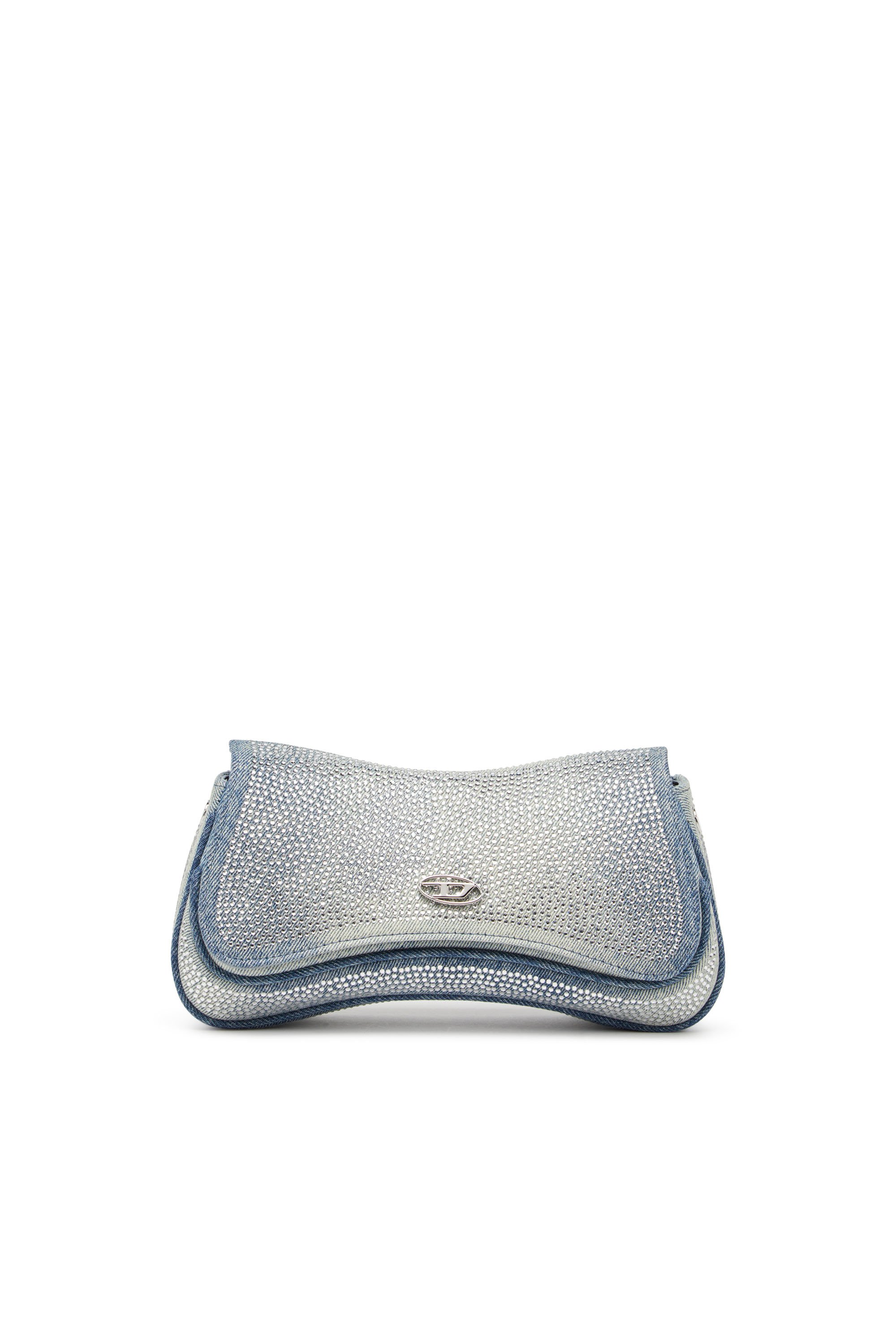 Diesel - PLAY CLUTCH, Damen Play-Kristall-Clutch aus solarisiertem Denim in Hellblau - 1