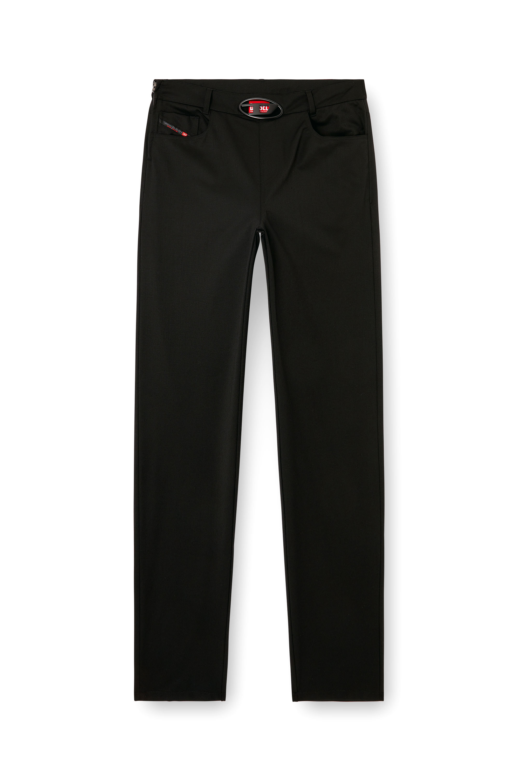 Diesel - P-DMAX, Man's Wool blend pants with D buckle waistband in Black - 2