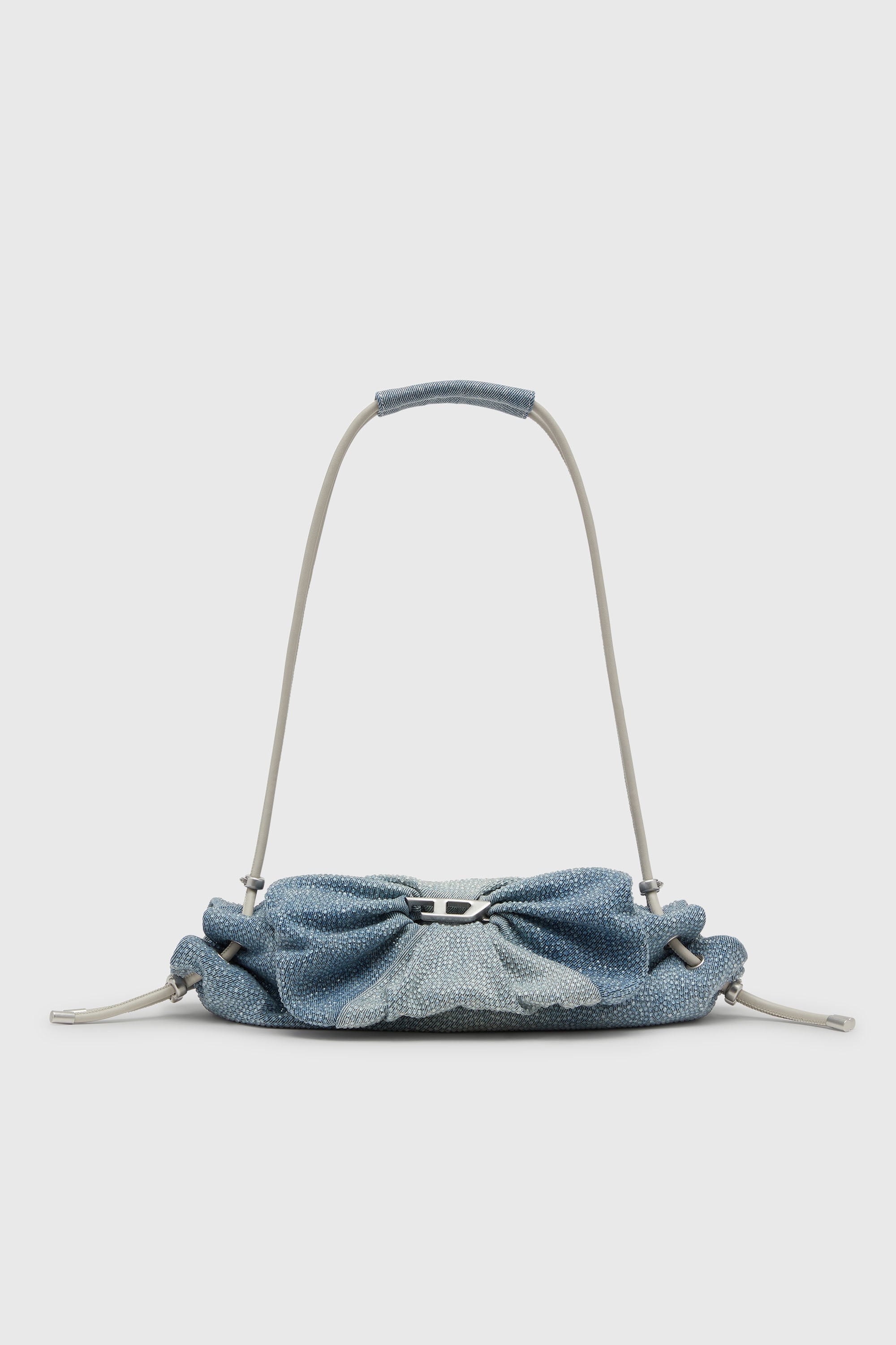 Diesel - SCRUNCH-D SHOULDER S, Scrunch-D - Sac &eacute;paule en denim avec cristaux transparents Femme in Bleu - 1