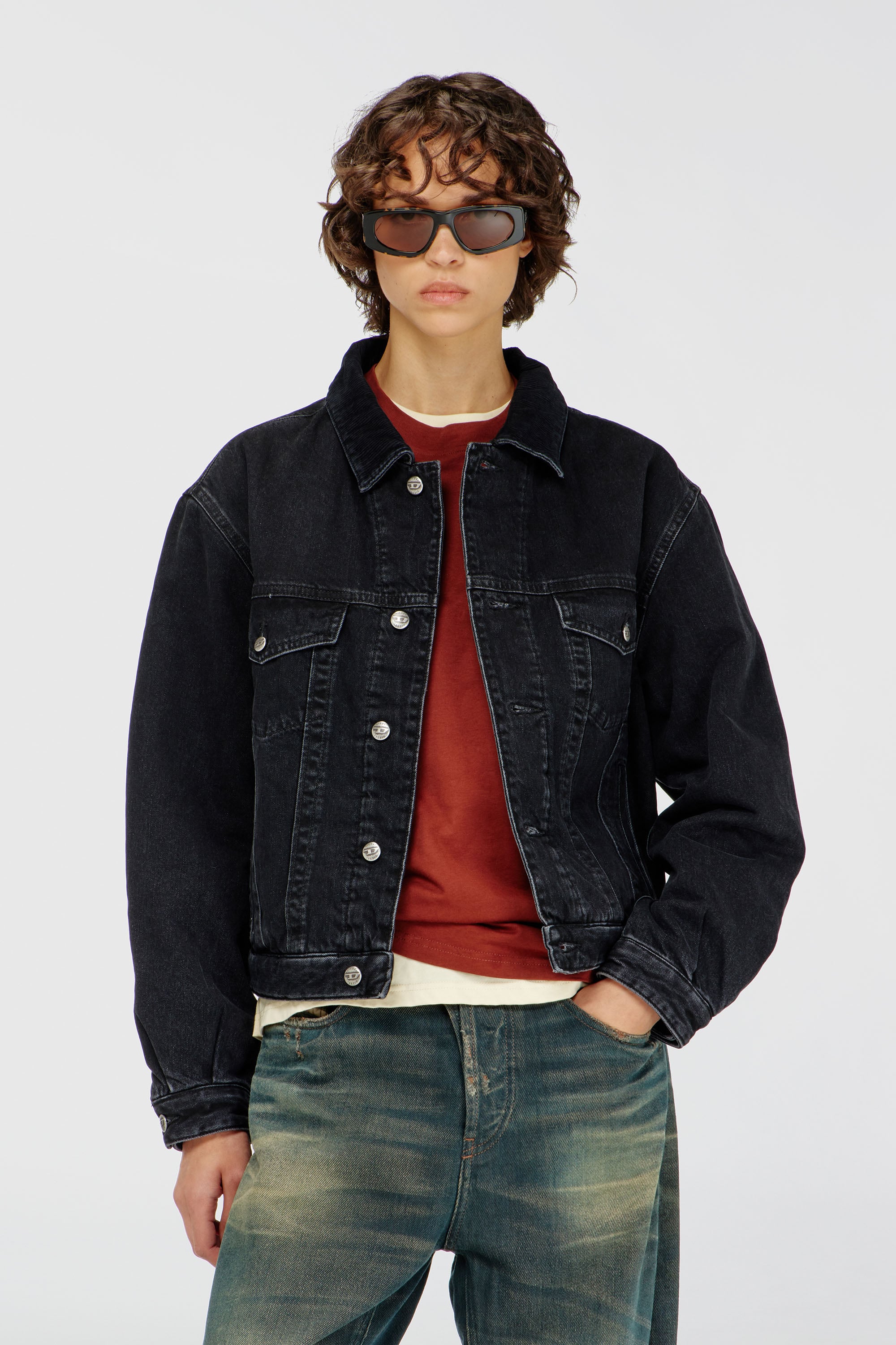 Diesel - D-RANGER-T, Unisex Gesteppte Truckerjacke aus Denim in Schwarz - 6