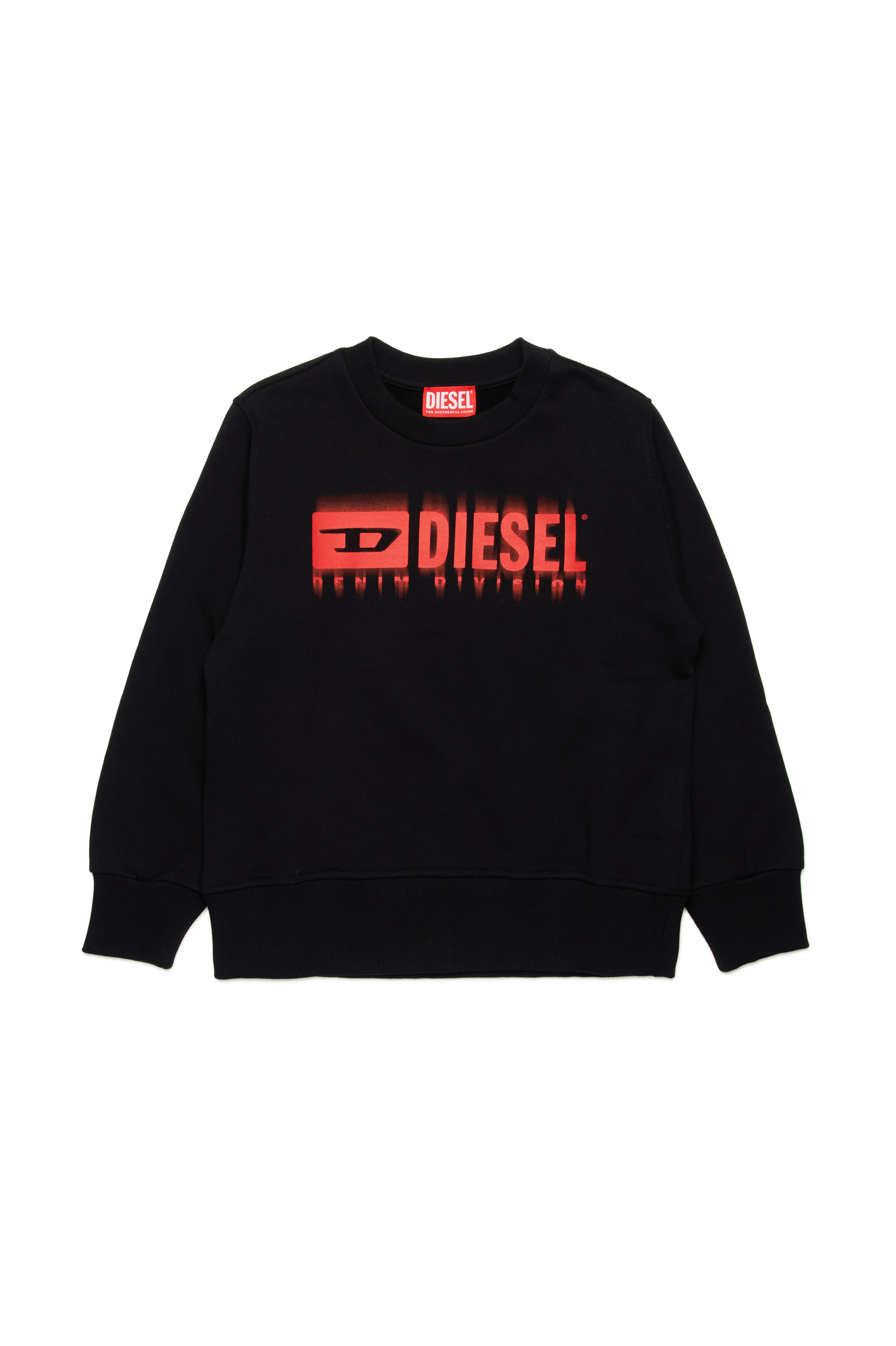 Diesel - SGINNL8 OVER, Herren Sweatshirt mit verschmiertem Logo in Schwarz/Rot - 1