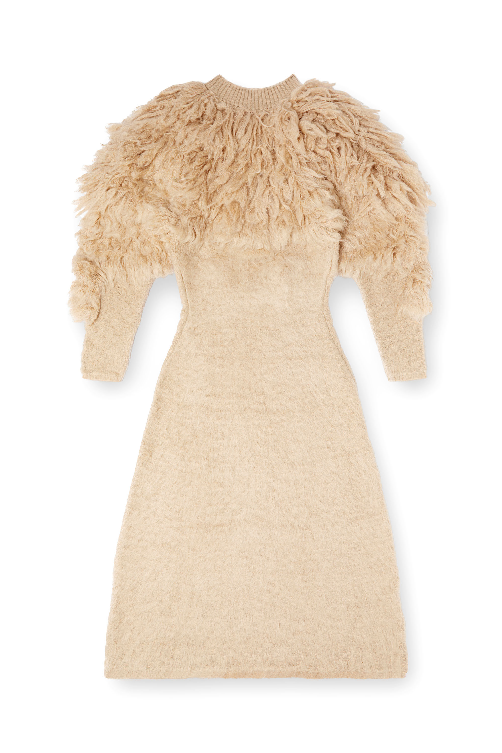 Diesel - M-PACE, Robe à col roulé en mohair à poils longs Femme in Beige - 2