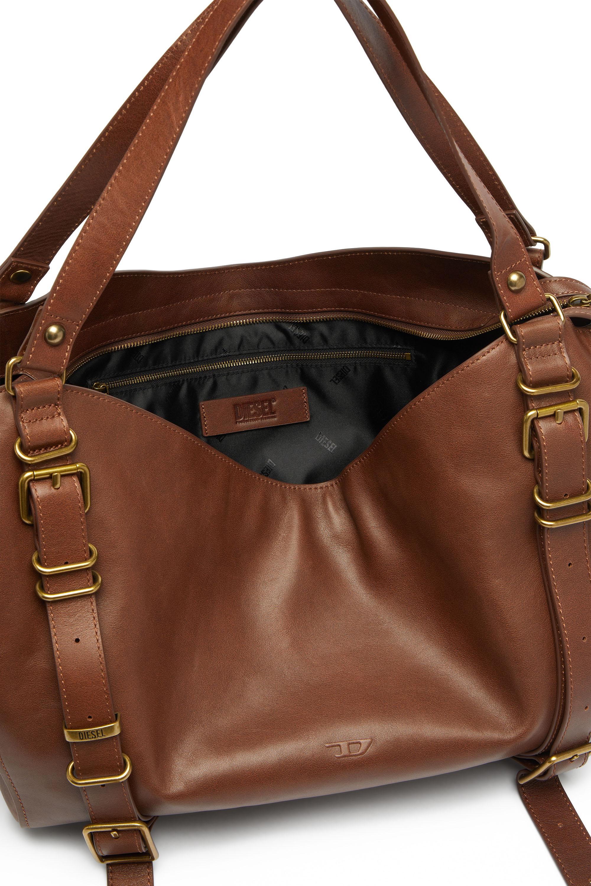 Diesel - D-ONE TOPHANDLE L, Unisex D-One-Large Henkeltasche aus behandeltem Leder in Braun - 4