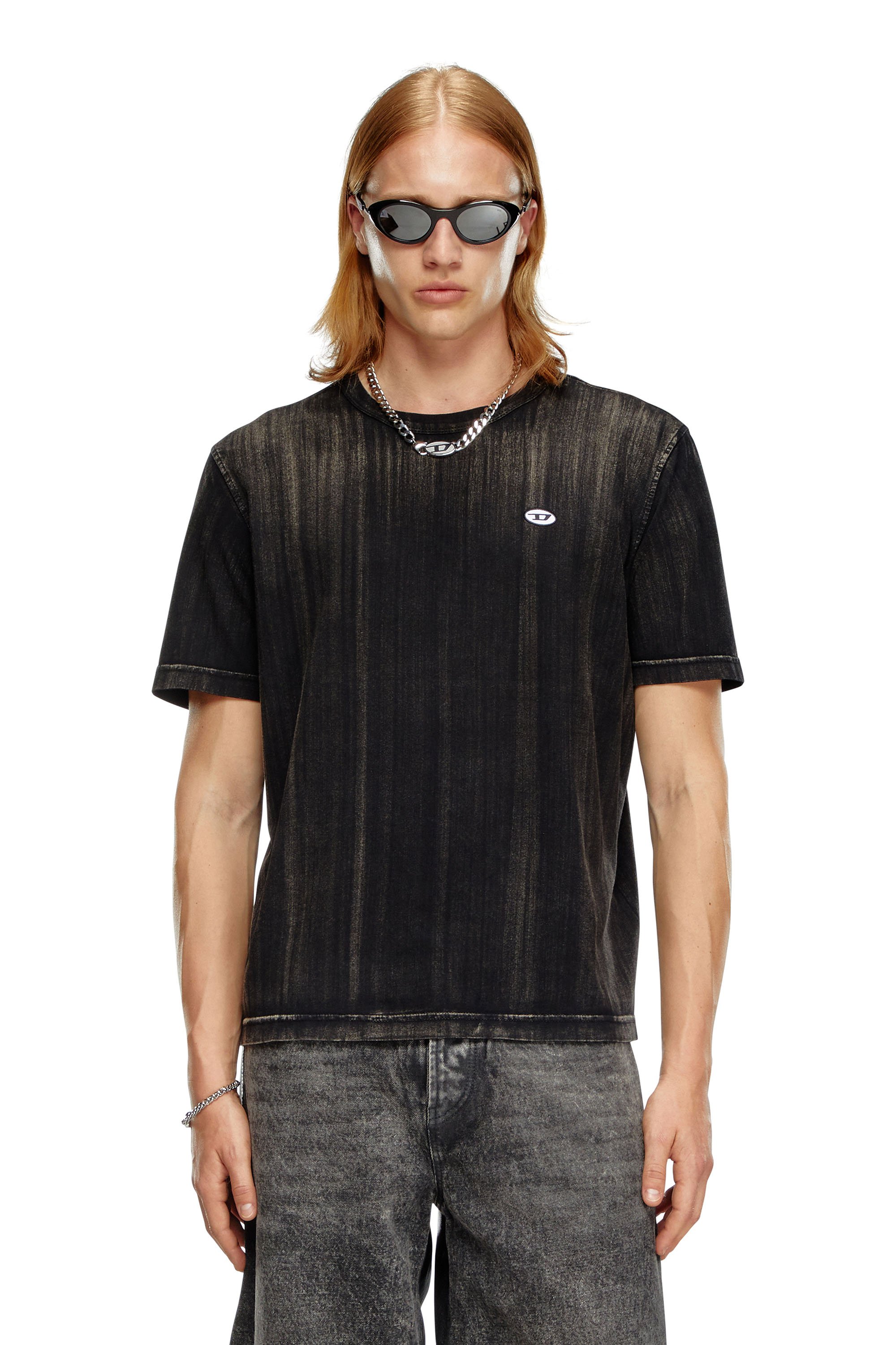 Diesel - T-ADJUST-K8, Homme T-shirt avec effet délavé au pinceau in Noir - Image 1