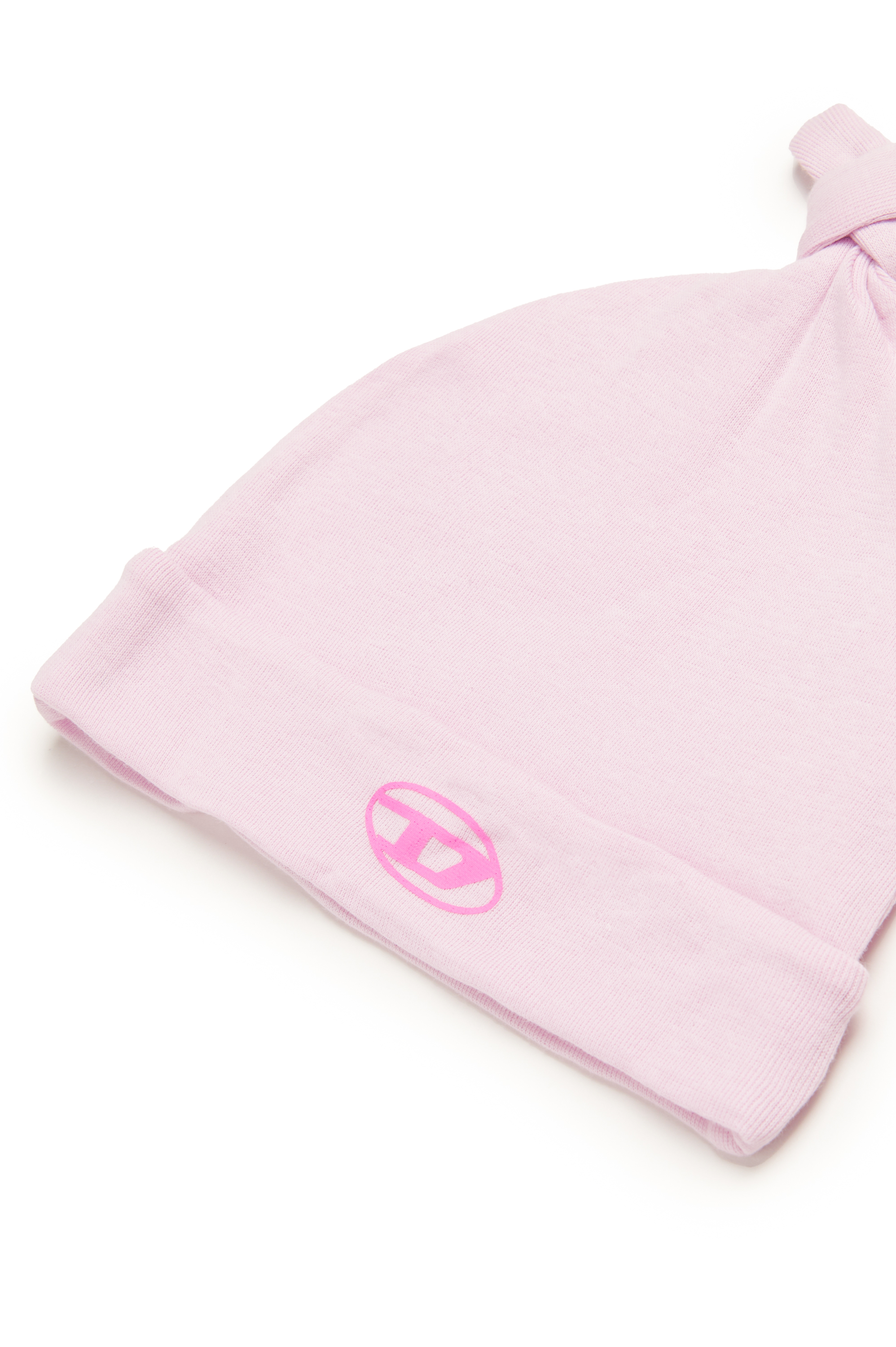 Diesel - FAMOUS-NB, Unisex Beanie für Baby mit Knoten und Oval D-Logo in Rosa - 3