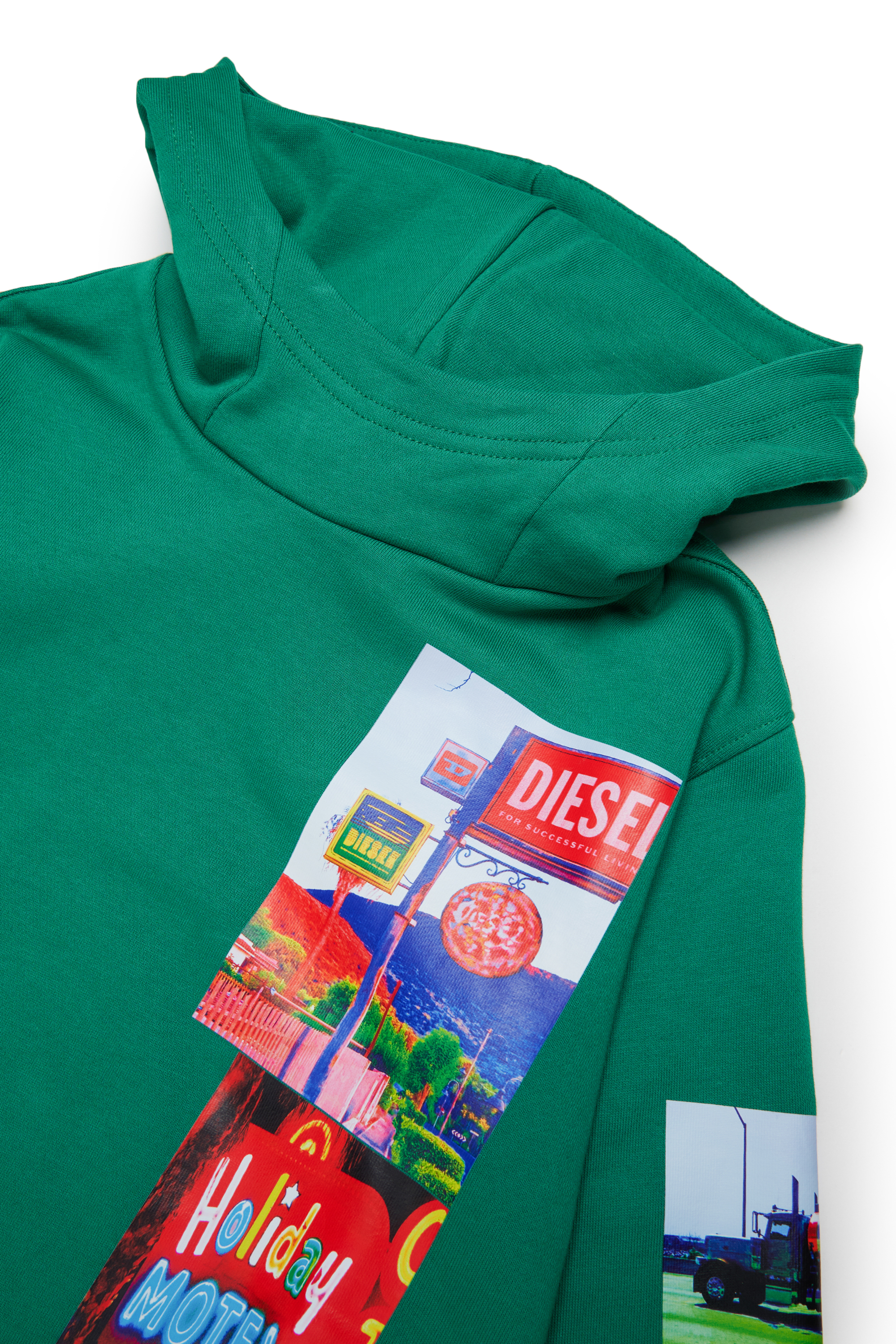 Diesel - SFORMY OVER, Hoodie con stampe Uomo in Verde - 3